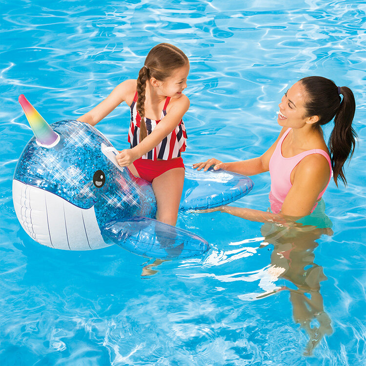 Summer Waves Narwhal Ride-On Inflatable Pool Float 