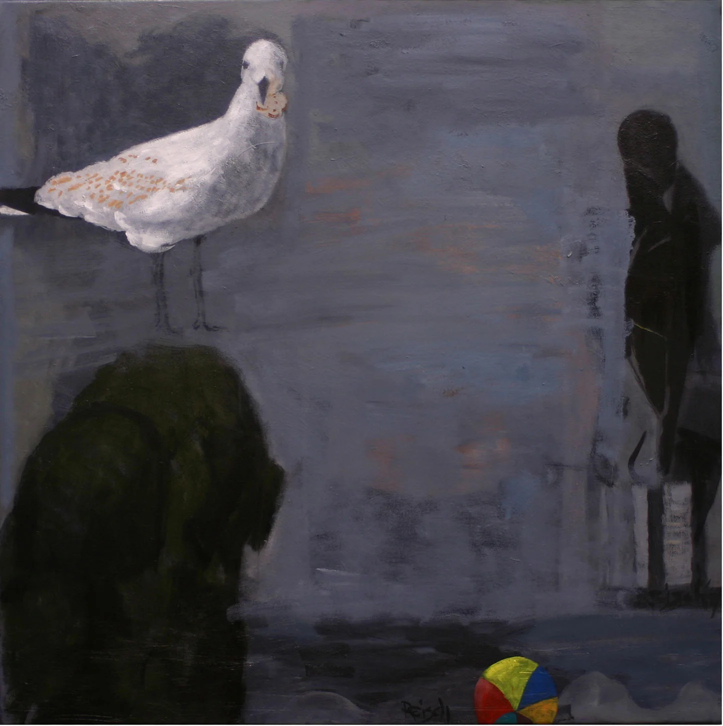 Contemplating sculpture - oil on canvas- 92x92cm