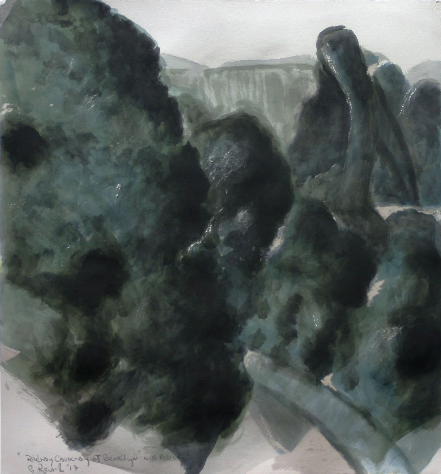 Railway causeway- Brooklyn-2017-w/c-41x38cm
