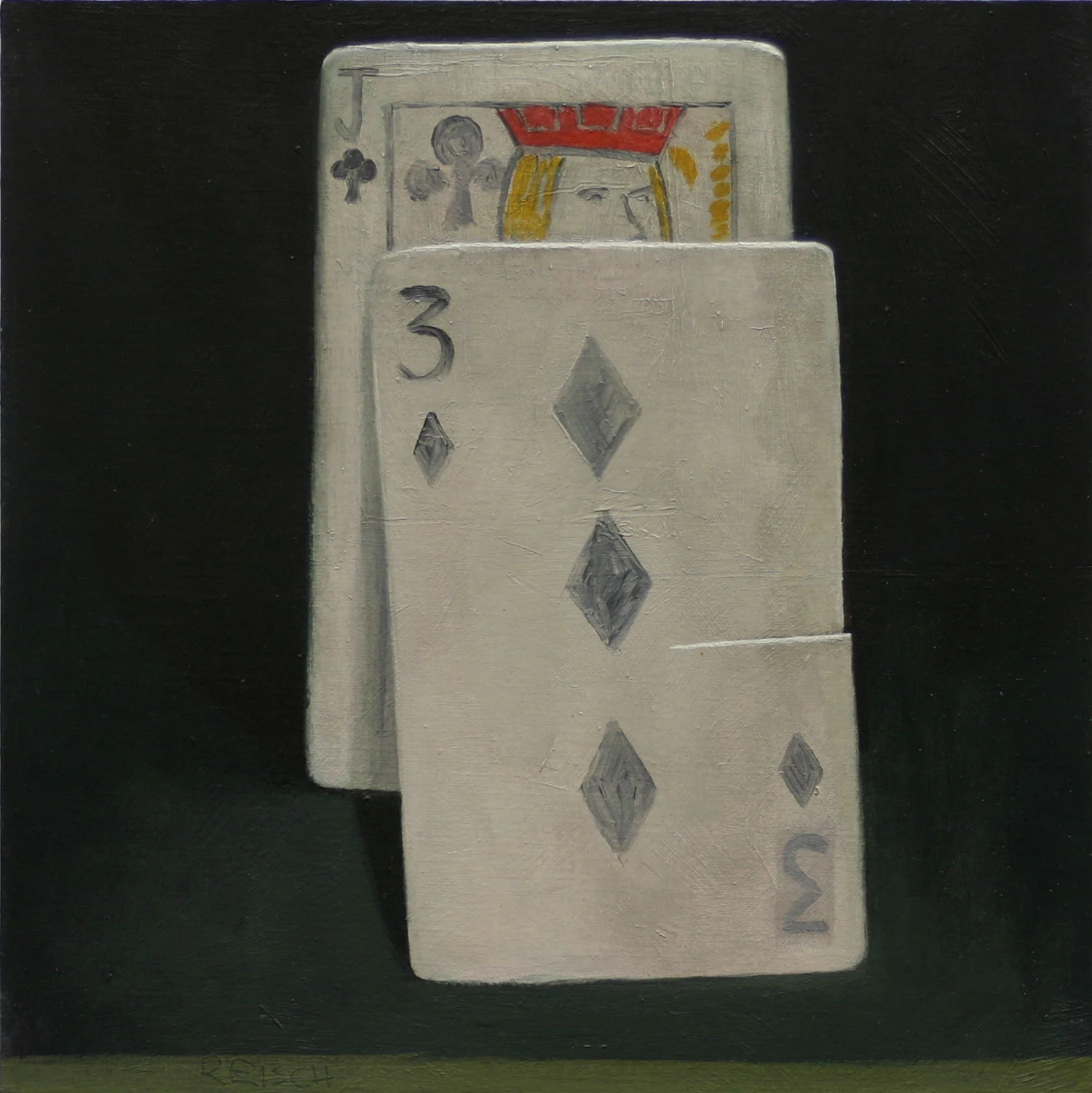 Jack of Clubs -oil on primed paper 30x30cm