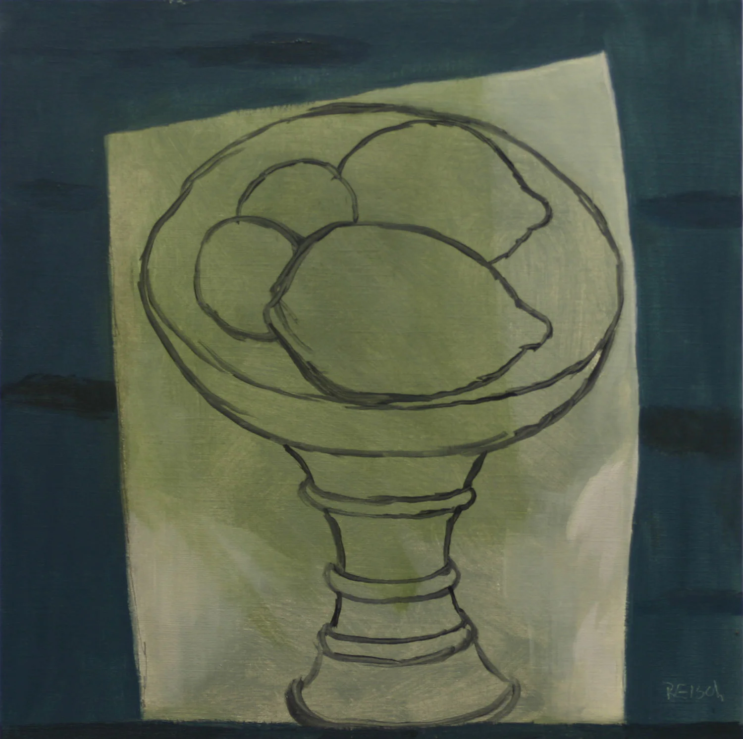 Drawing with lemon --oil on primed paper 30x30cm
