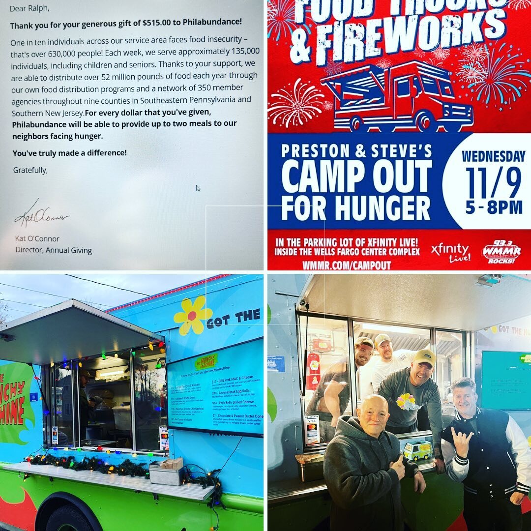 We had an amazing time @prestonandsteveshow camp out for hunger last week! Our gang donated 25% of our sales from the food trucks and fireworks night, We wish we could do more and will continue to look for opportunities to help @philabundance  Thank 