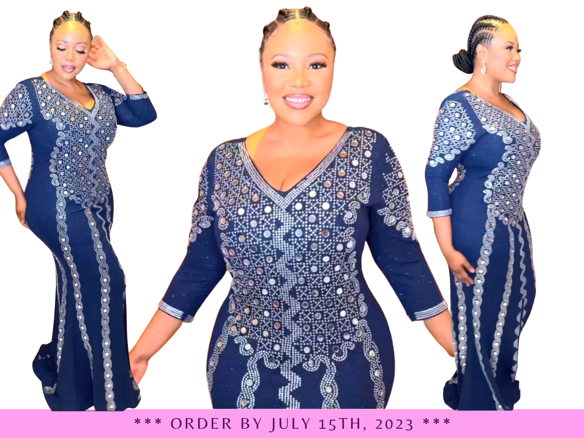 Blue Jeweled Goddess Gown