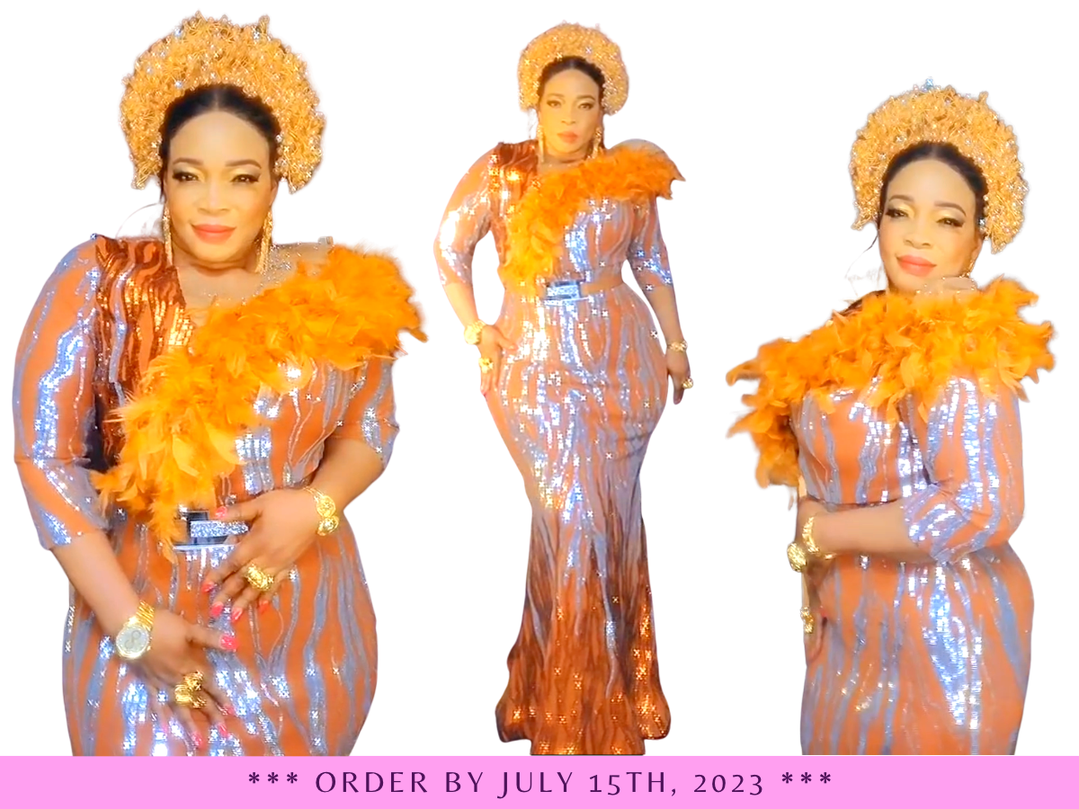 'Top Notch' Orange Jeweled Gown