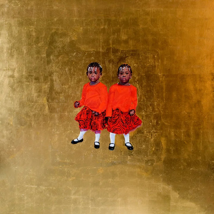 Kennedy & Jesse, 2010 oil & gold leaf 72 x 72 inches