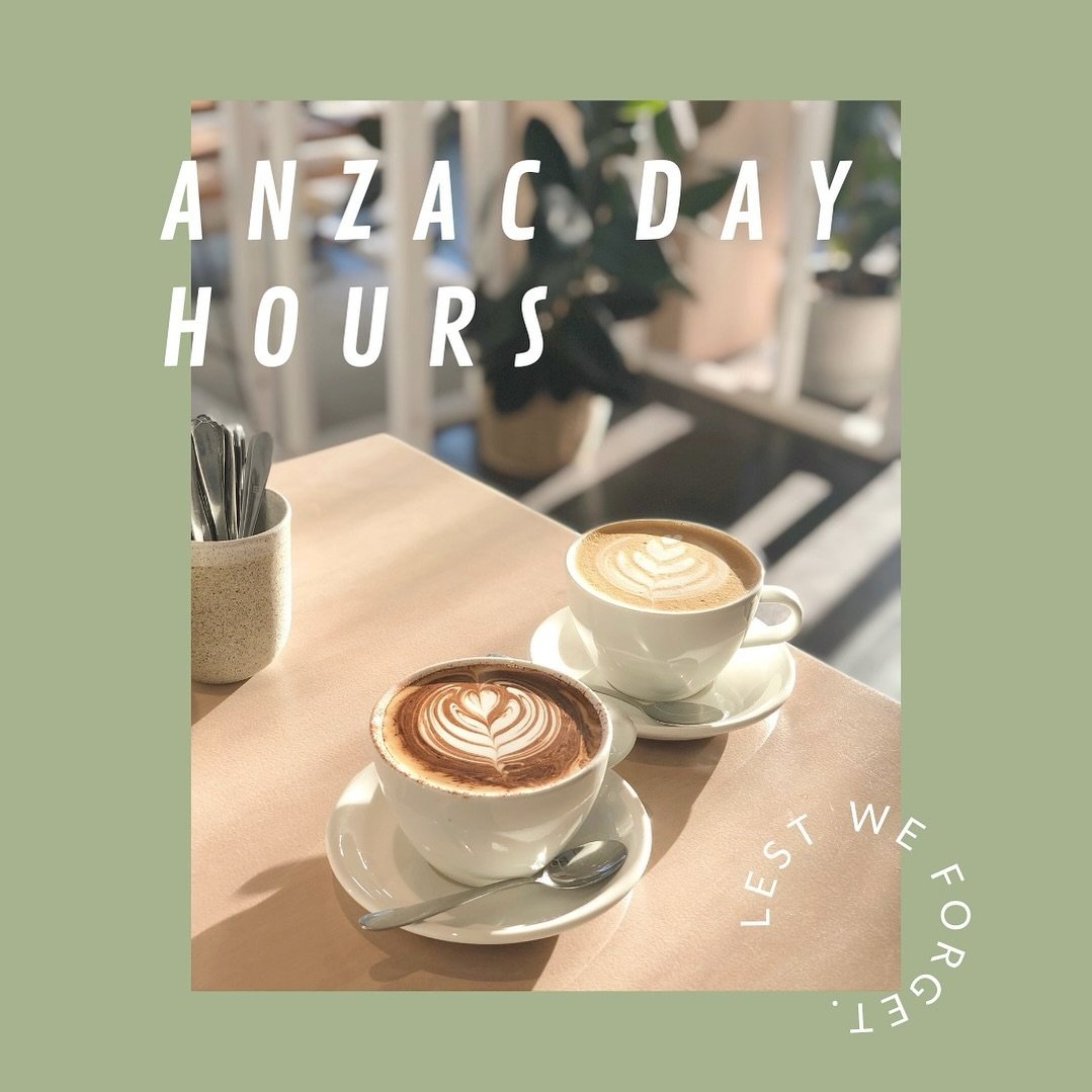 We will be CLOSED this ANZAC Day while we pay our respects 🌹 

All other days will be as per our regular trading hours ☕️