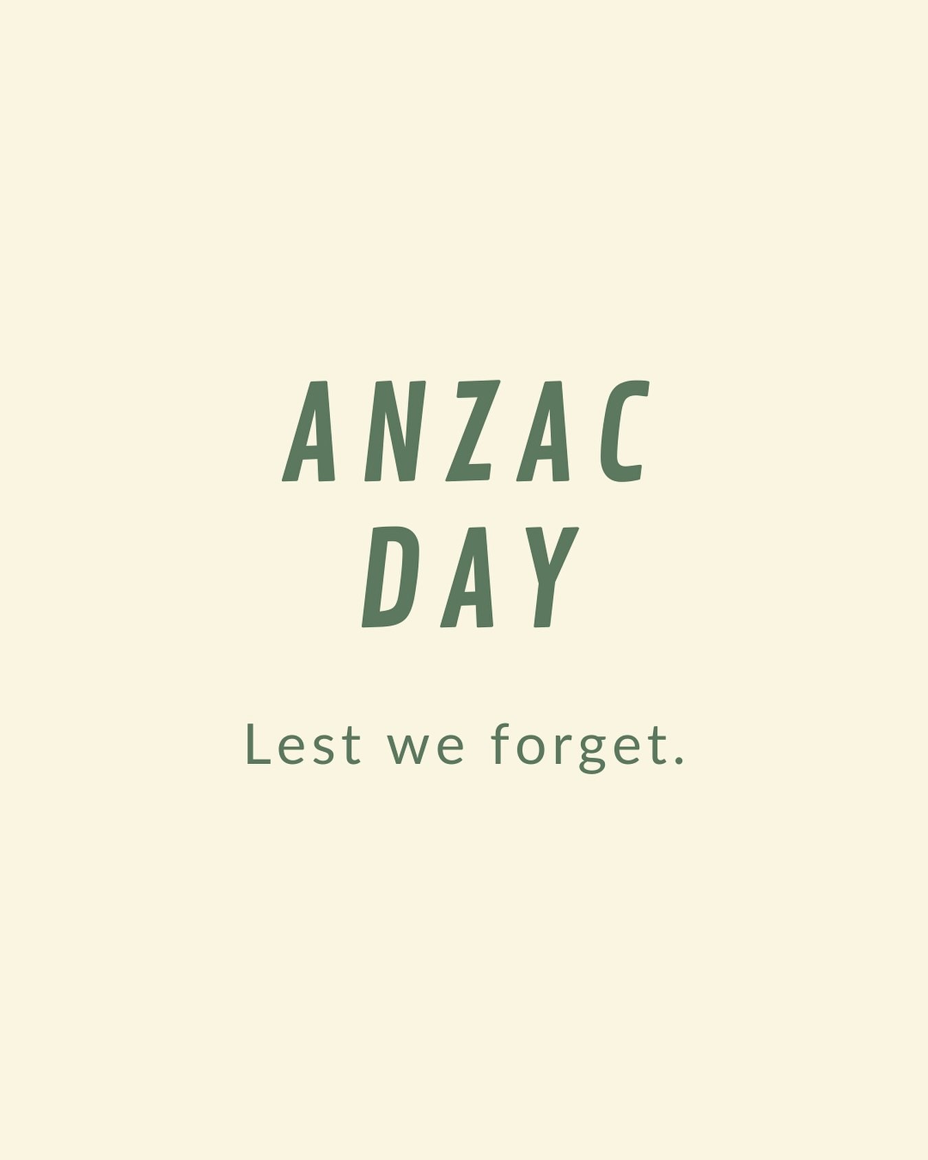 We will be CLOSED this ANZAC Day while we pay our respects 🌹 

All other days will be as per our regular trading hours ☕️