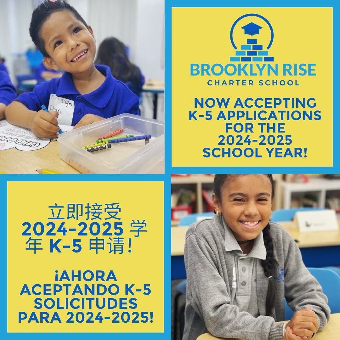 Happy New Year from Brooklyn RISE! 🎉
.
We are excited to announce that our K-5 application for the 2024-2025 school year is open! 📣
.
If you are looking for a small school with a big heart, Brooklyn RISE is the school for you 💙
.
Apply at www.broo