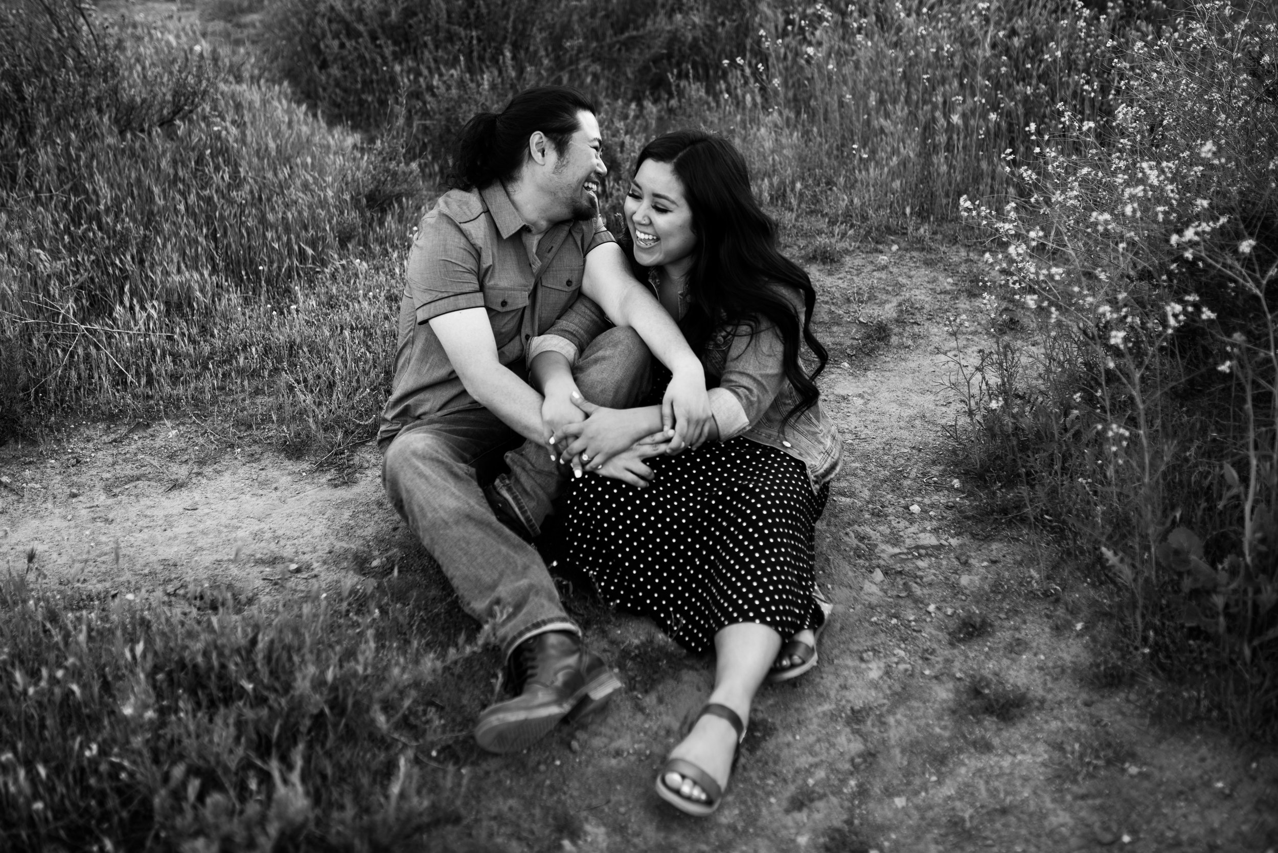 Engagement Shoot at Vasquez Rocks, black and white | Fun Engagement Photos by adventurous elopement photographer Kept Record | www.keptrecord.com