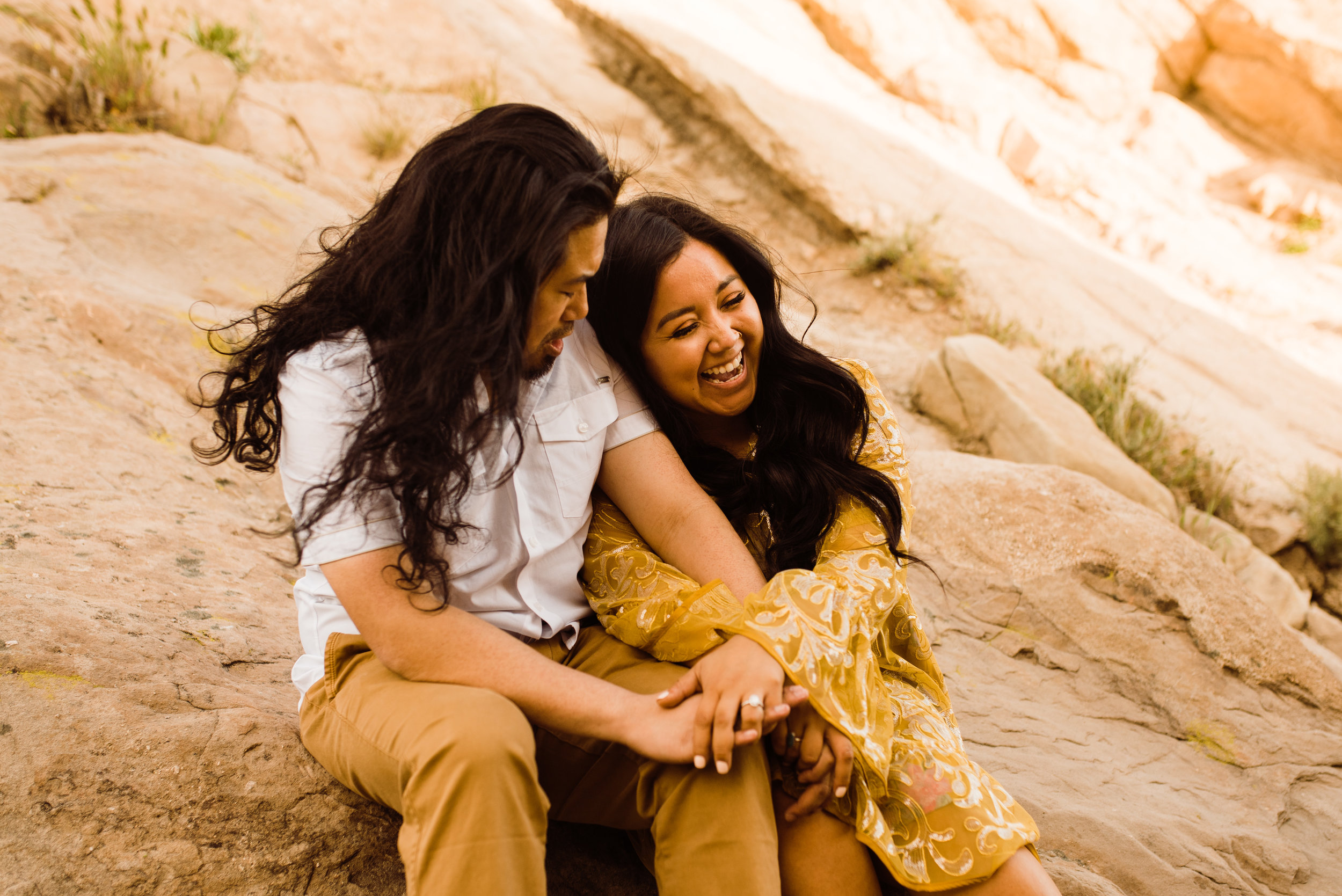 Engagement Shoot at Vasquez Rocks, Santa Clarita | Playful, Fun Engagement Photos of hawaiian-phillipino couple by adventurous elopement photographer Kept Record | www.keptrecord.com