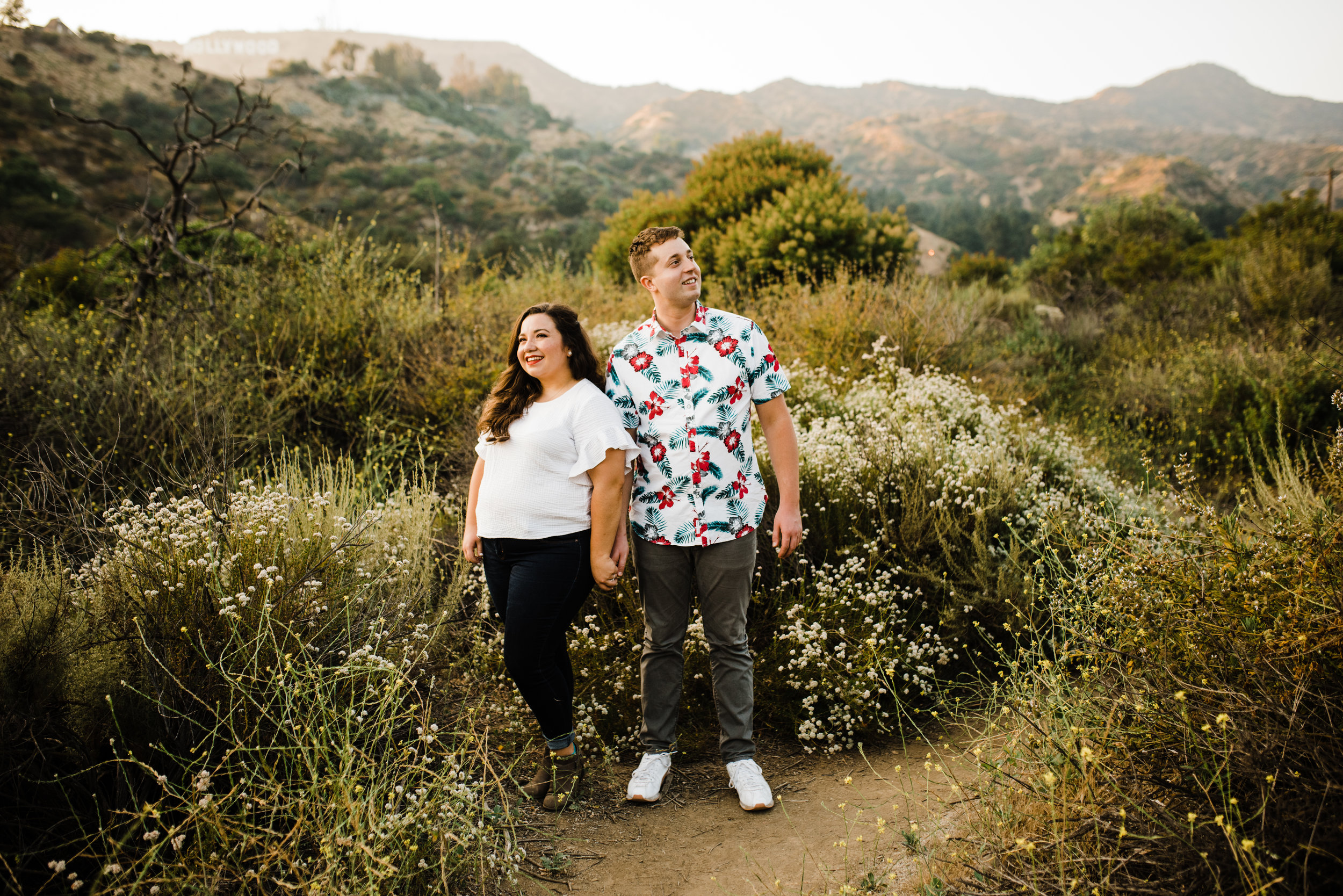 Retro couple at Bronson Canyon for their engagement session in Los Angeles, California.