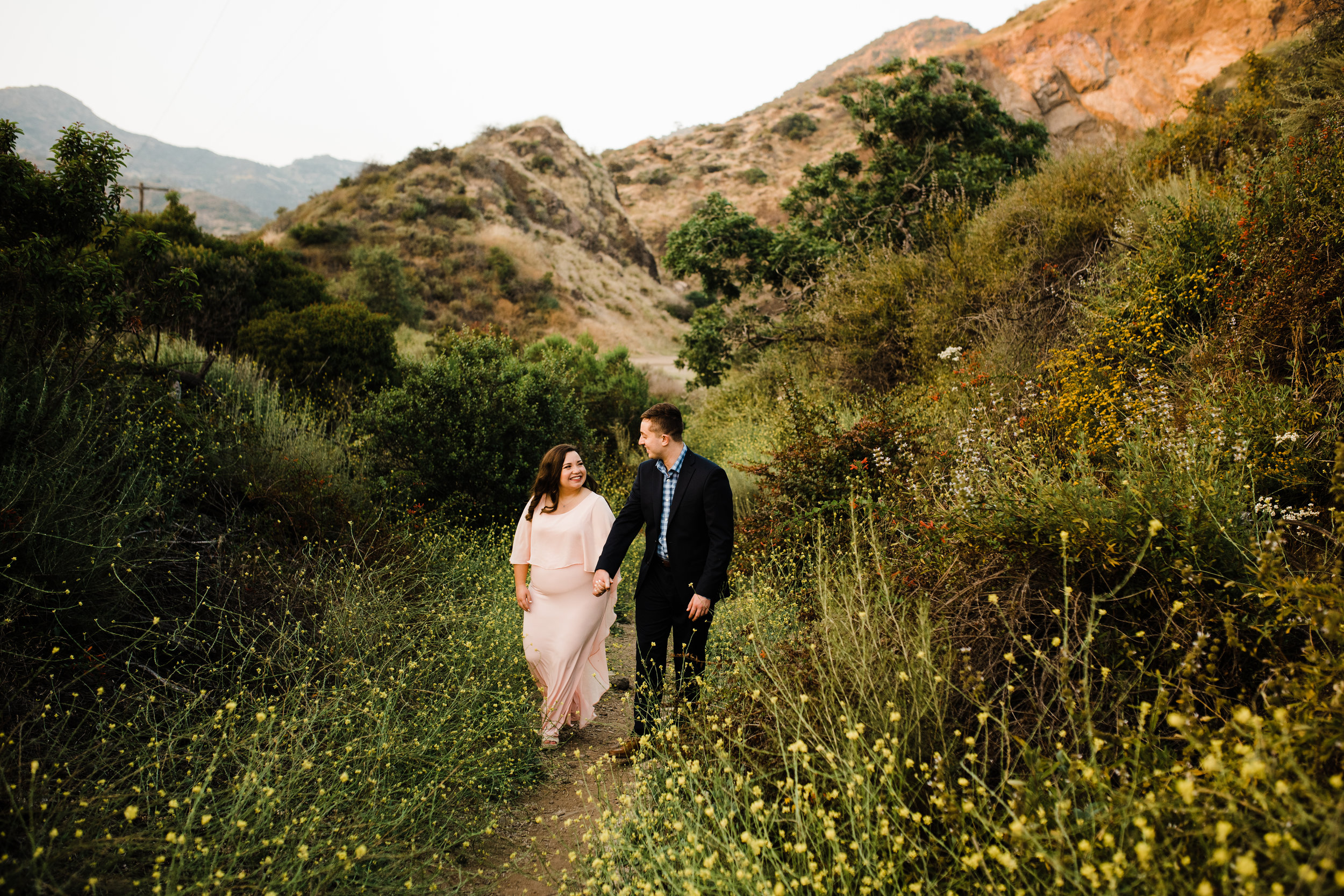 Formal wear at an adventurous engagement shoot in Los Angeles, California