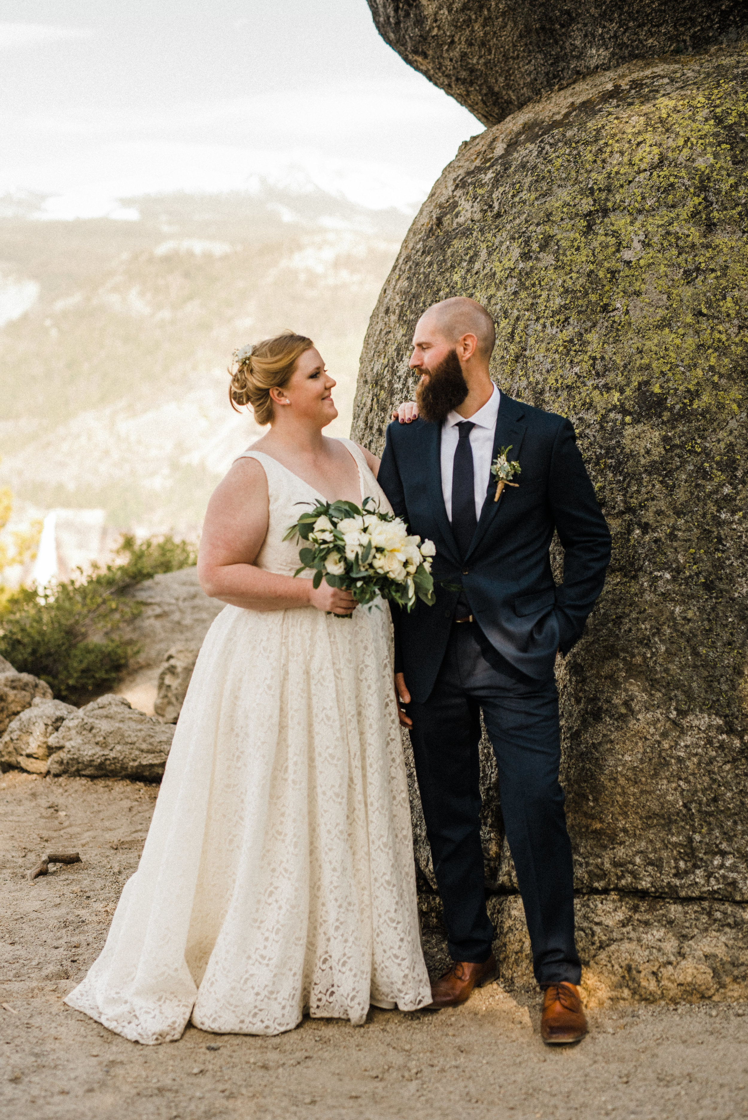 Glacier Point Yosemite Wedding with adventurous Bride and Groom