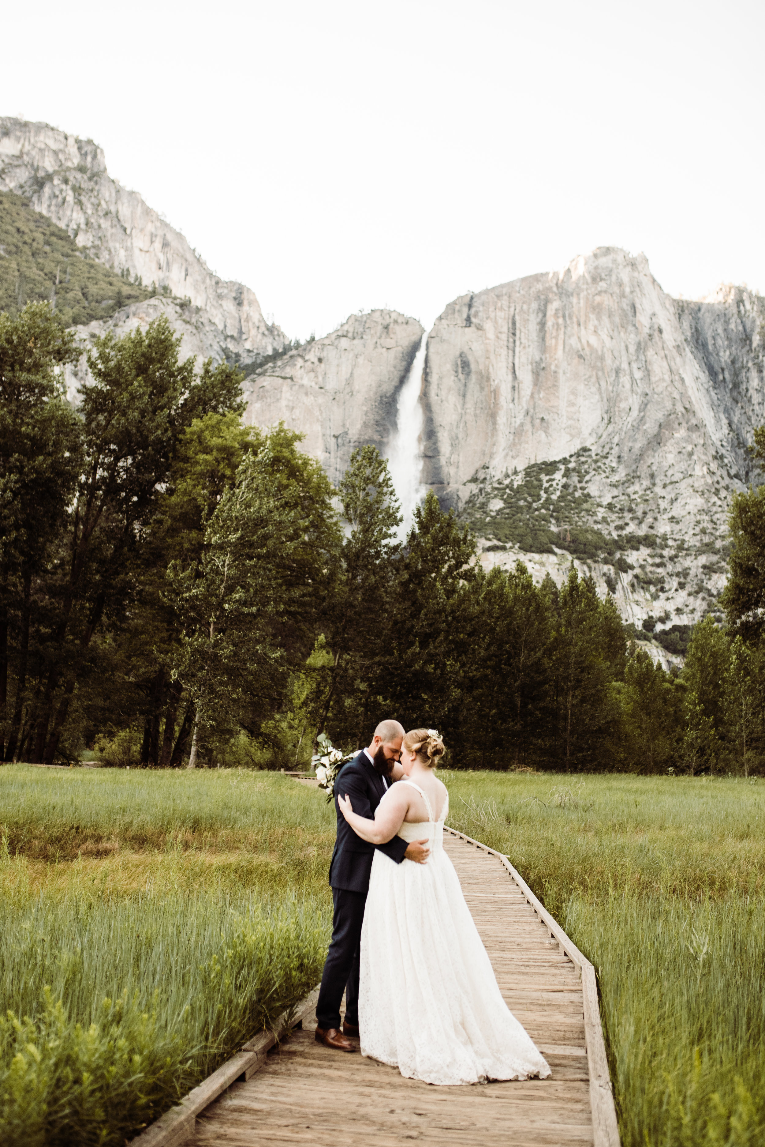 Couple's first dance in Yosemite Valley after their Glacier Point Wedding Ceremony