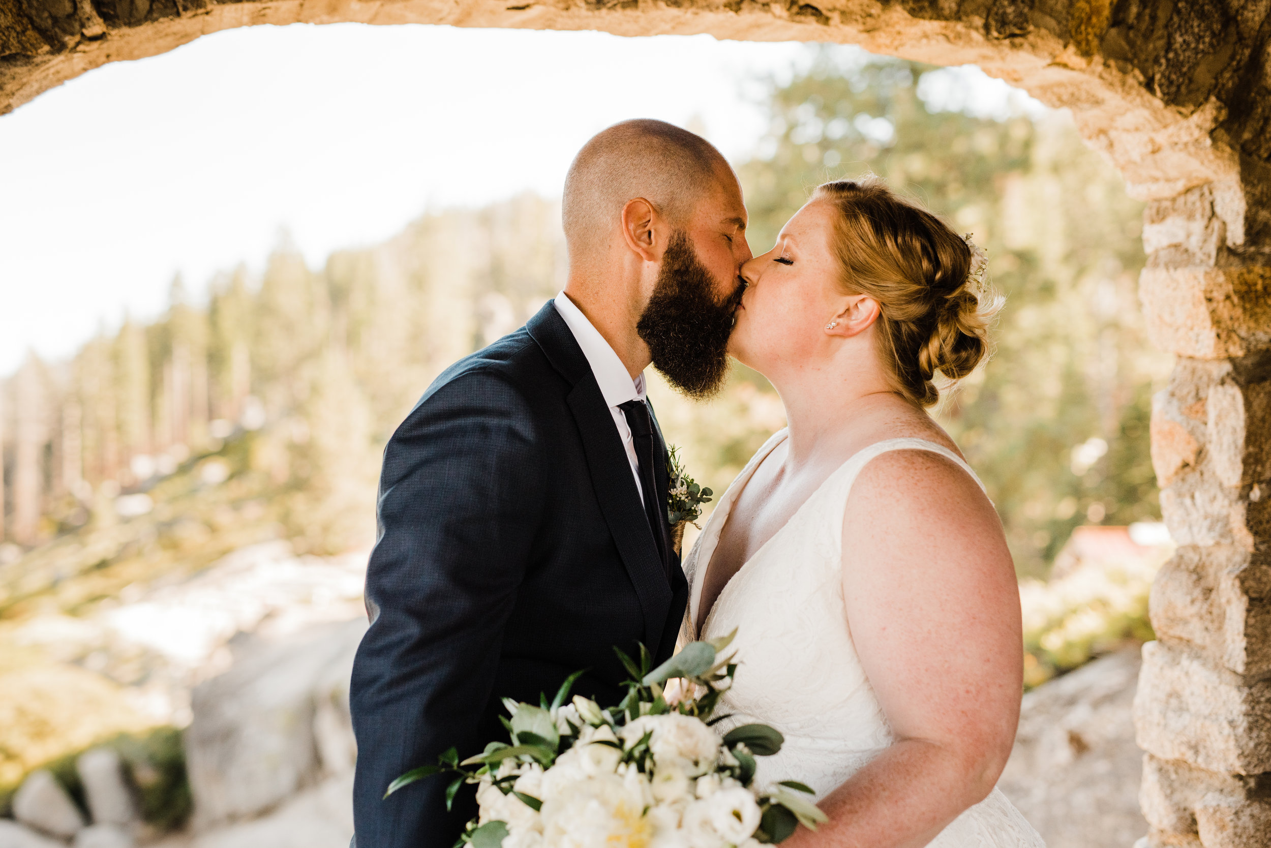 Wedding Portraits in Yosemite's Geology Hut Built in the 1920's