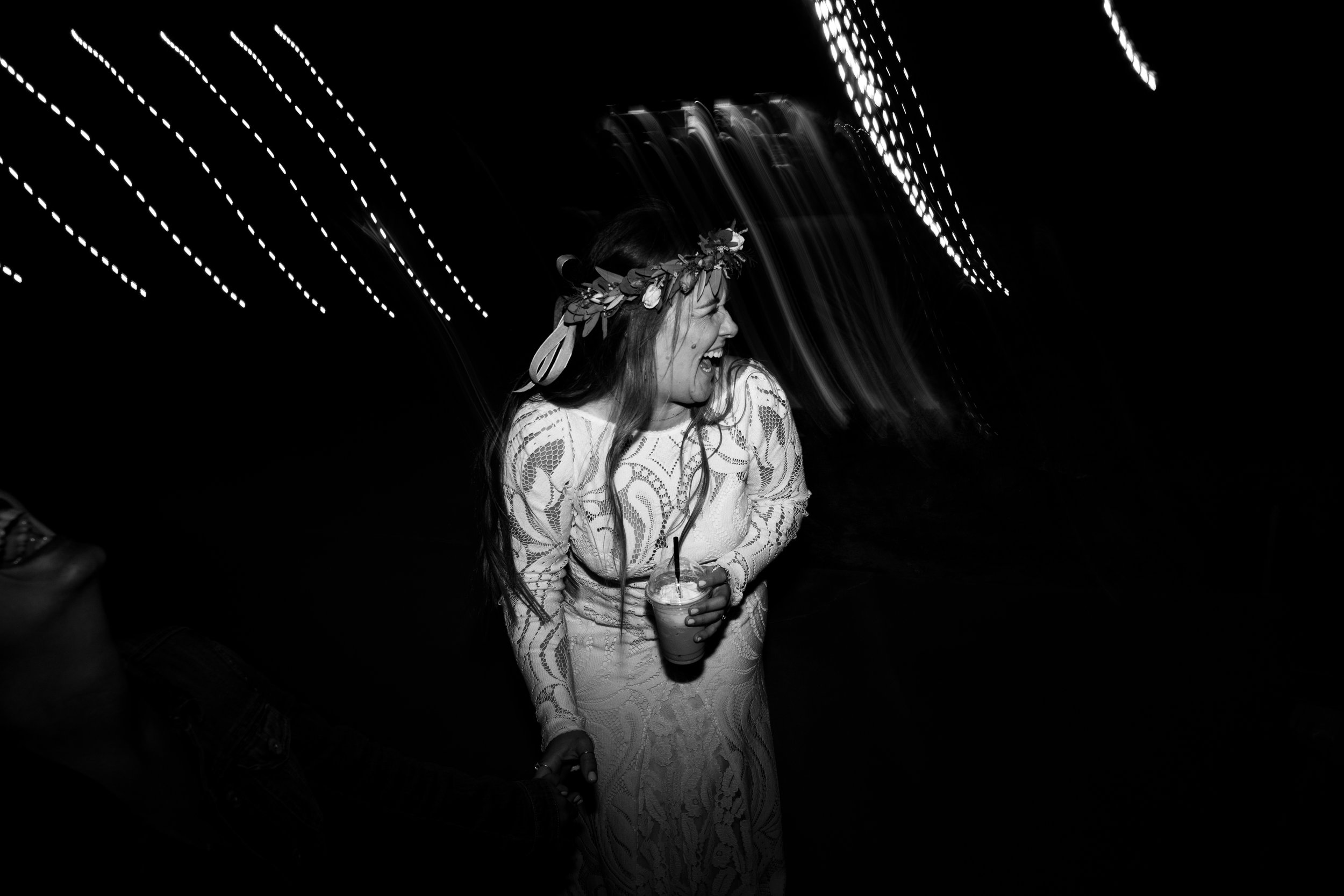 Bride dancing at Tumbleweed Sanctuary Reception