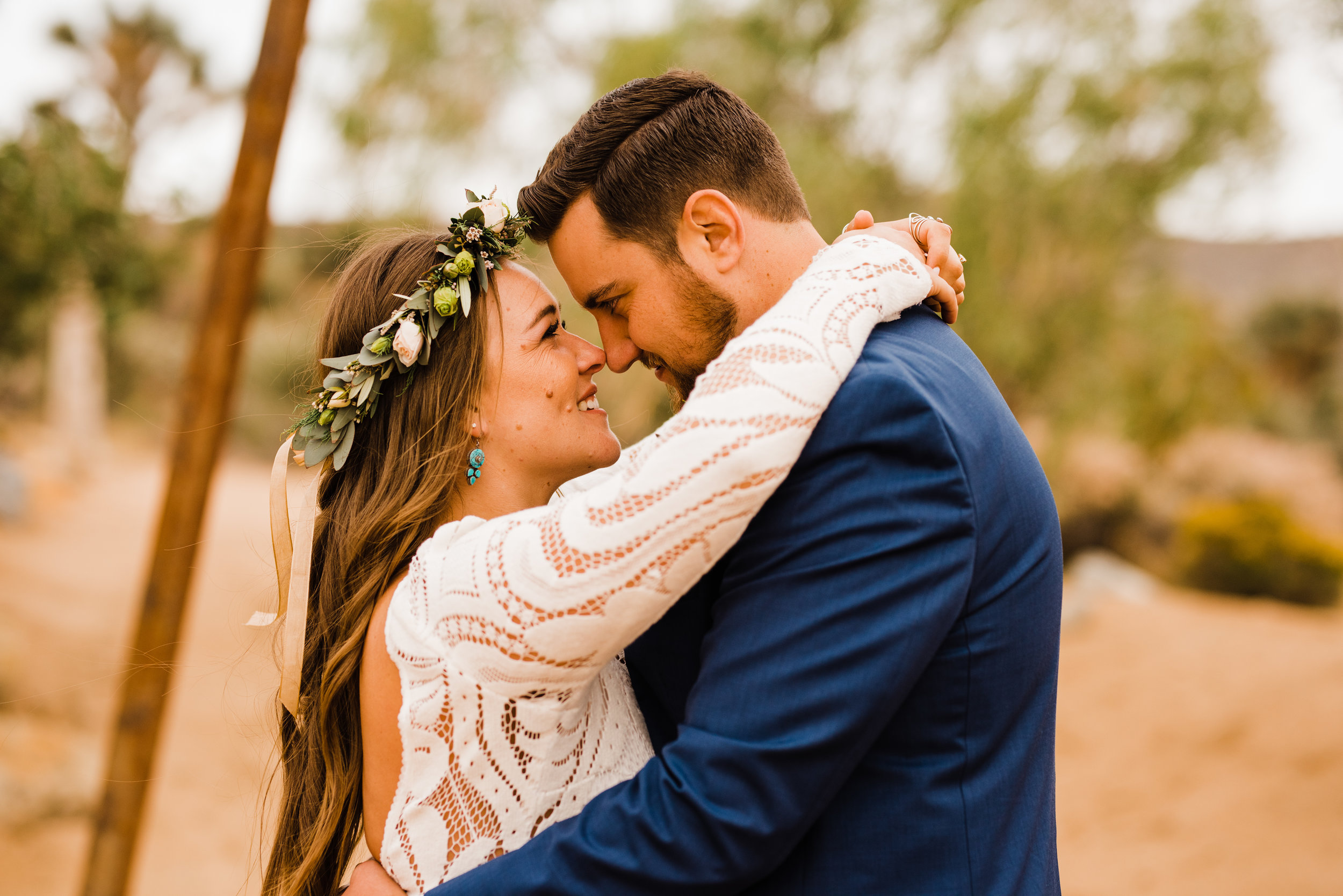 Romantic couples portraits at Joshua Tree venue Tumbleweed Sanctuary Garden