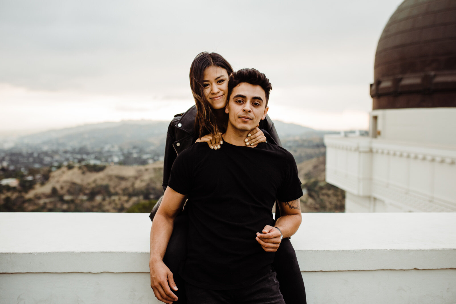 Dark and Moody Engagement Photos in Los Angeles, California at Griffith Observatory