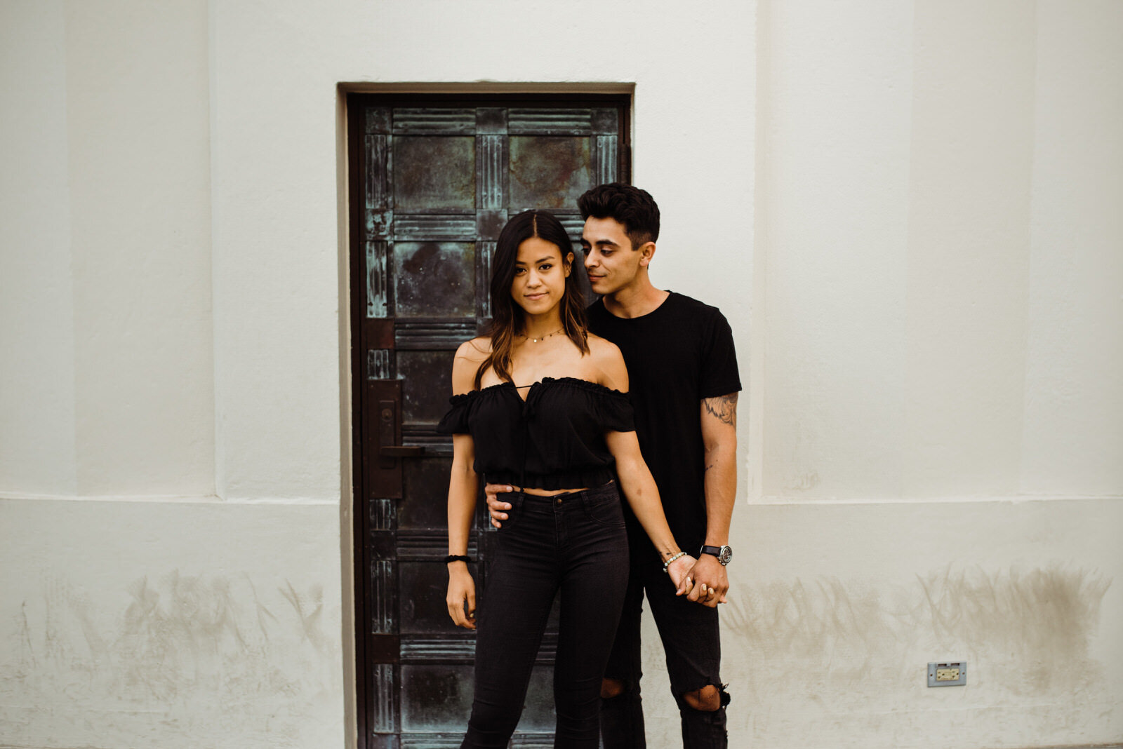 Dark and moody couples photos at Griffith Observatory in Los Angeles