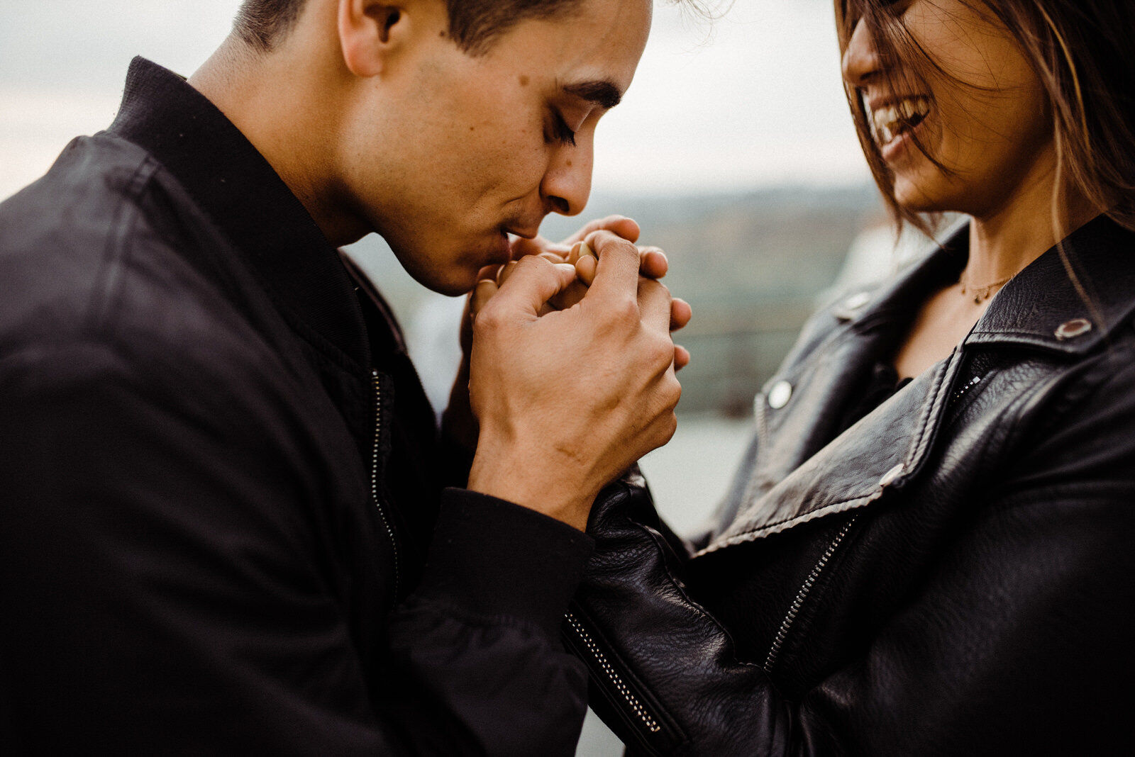 Dark and Moody Engagement Photos in Los Angeles, California at Griffith Observatory