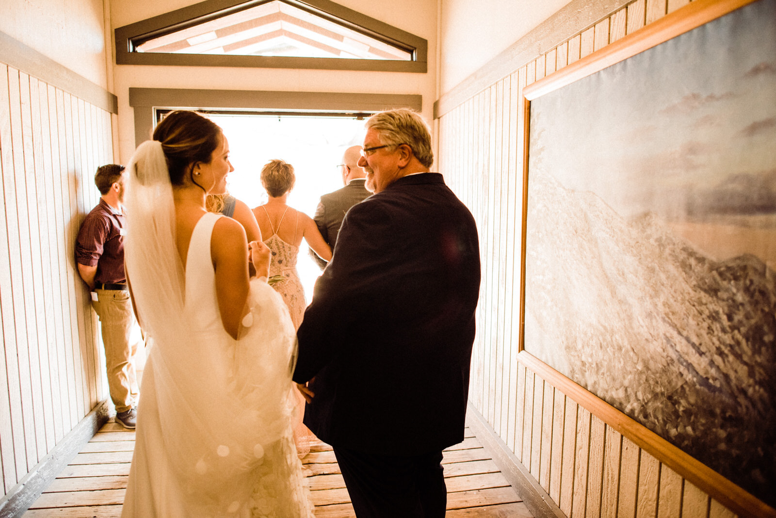 Bride and dad before ceremony in South Lake Tahoe 