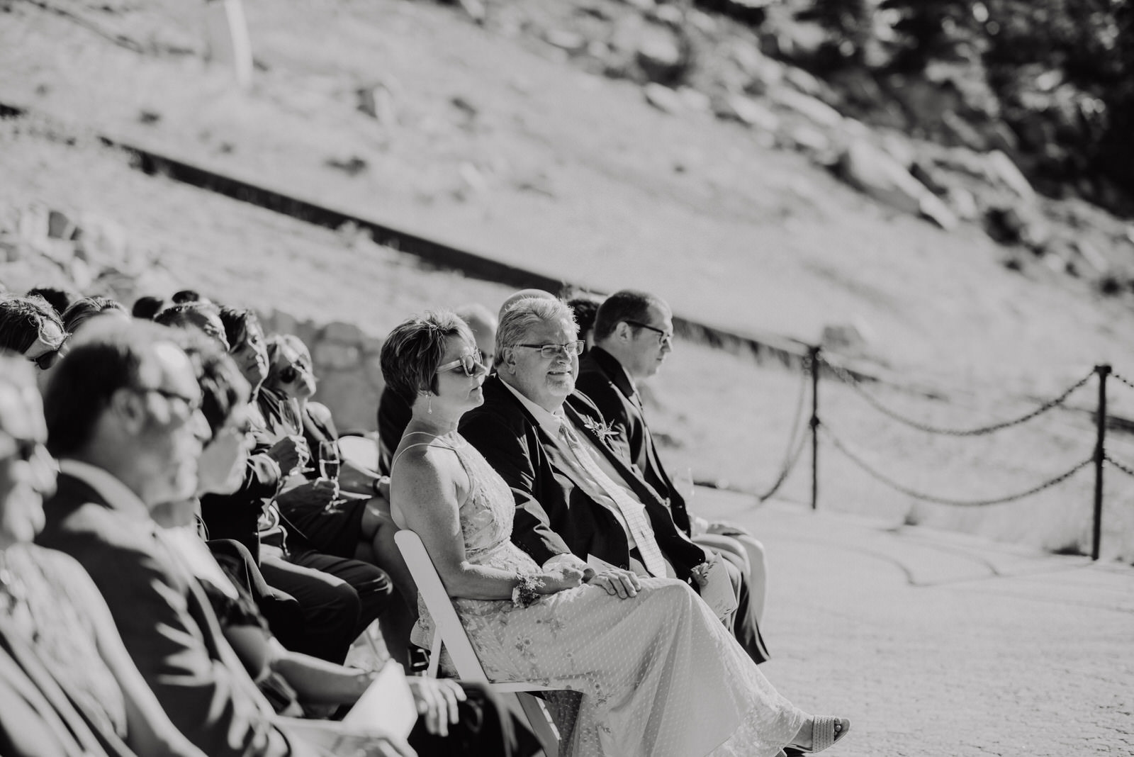 Parents reaction at summer wedding ceremony in South Lake Tahoe 