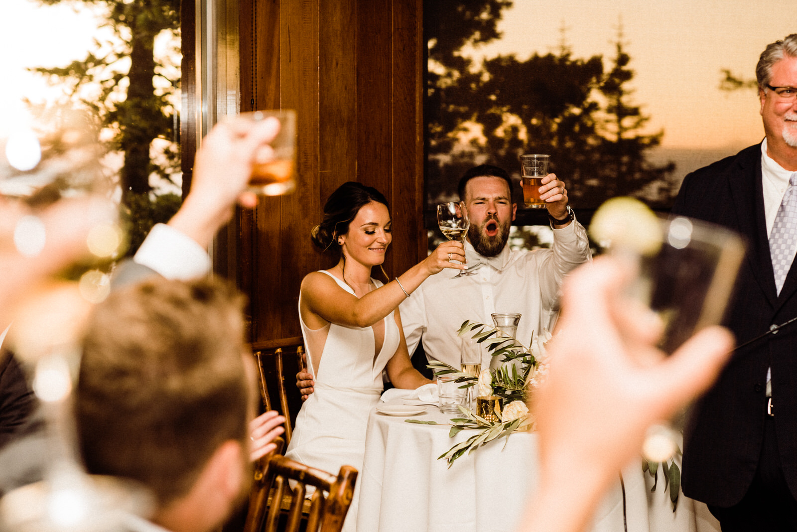 Champagne Toast in South Lake Tahoe Wedding Venue Lakeview Lodge 
