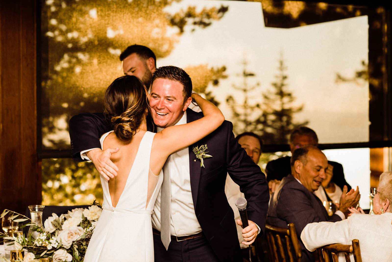 Bride and Best Man at Heavenly Lakeview Lodge Wedding