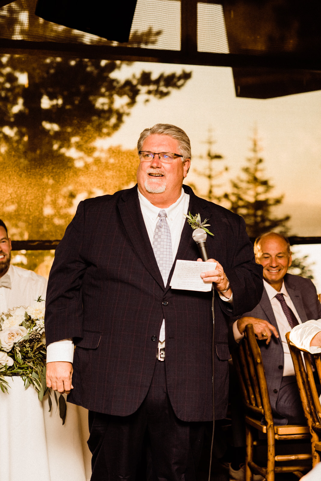 bride's dad at Heavenly Lodge wedding reception in South Lake Tahoe