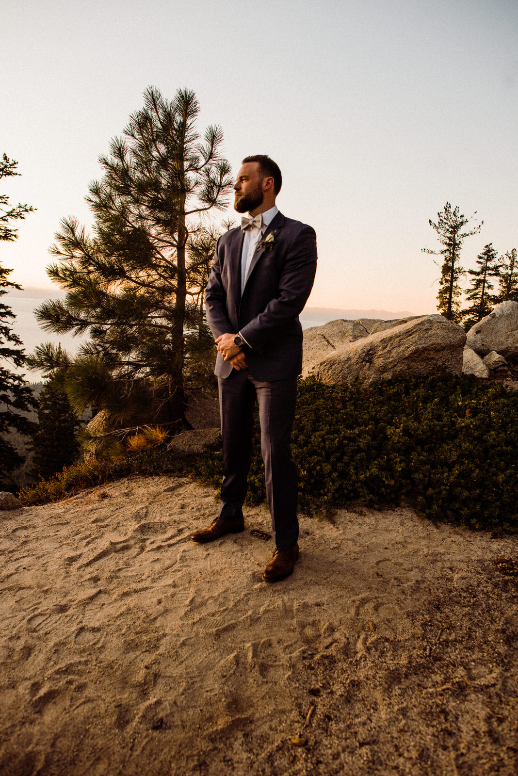 Groom portrait Heavenly Lakeview Lodge Wedding