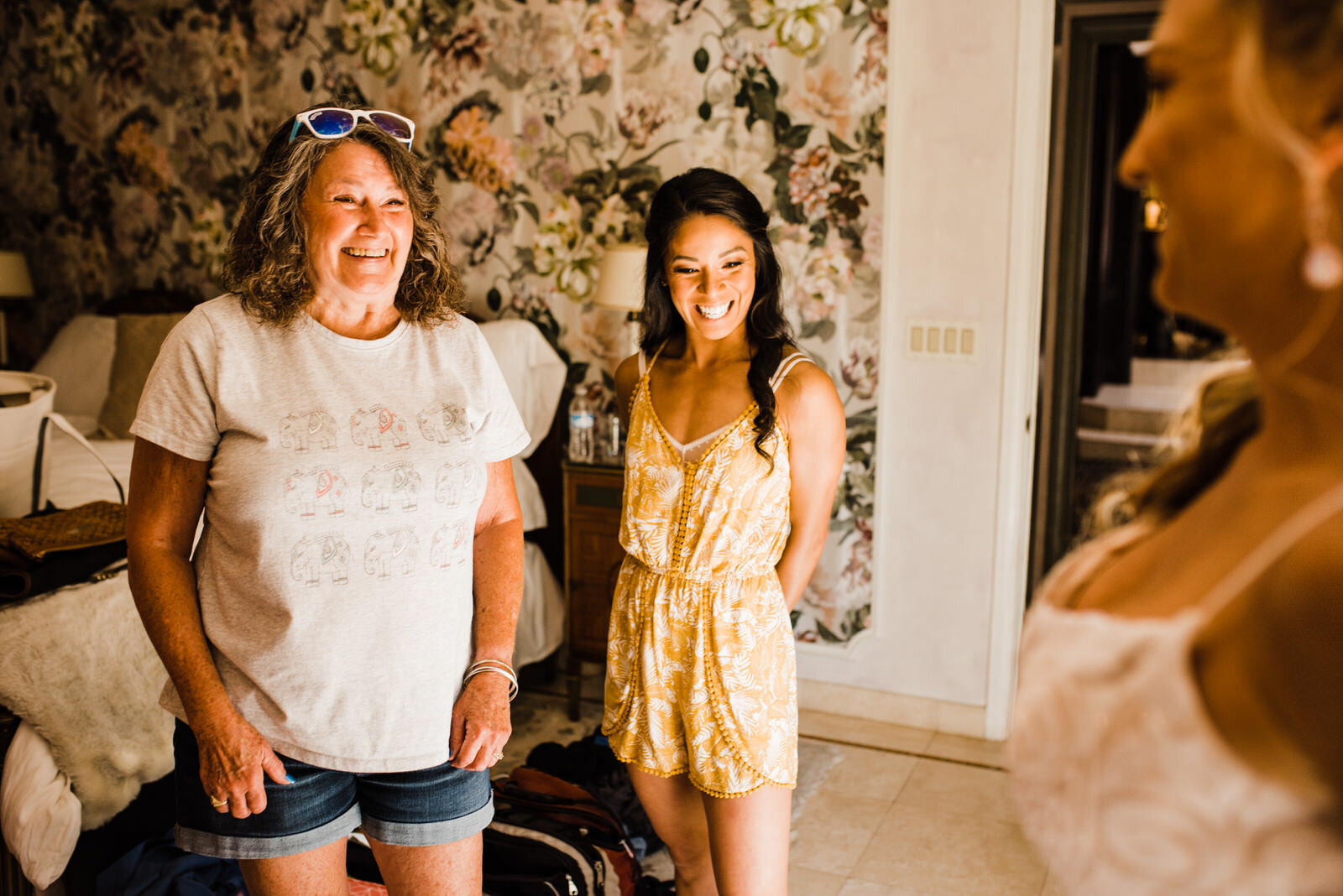 Mom, Bridesmaids Reaction - Bride in Blush by Hayley Paige Dress at LA Wedding Venue Houdini Estate | Candid, documentary wedding photos by LA Photographer Kept Record | www.keptrecord.com