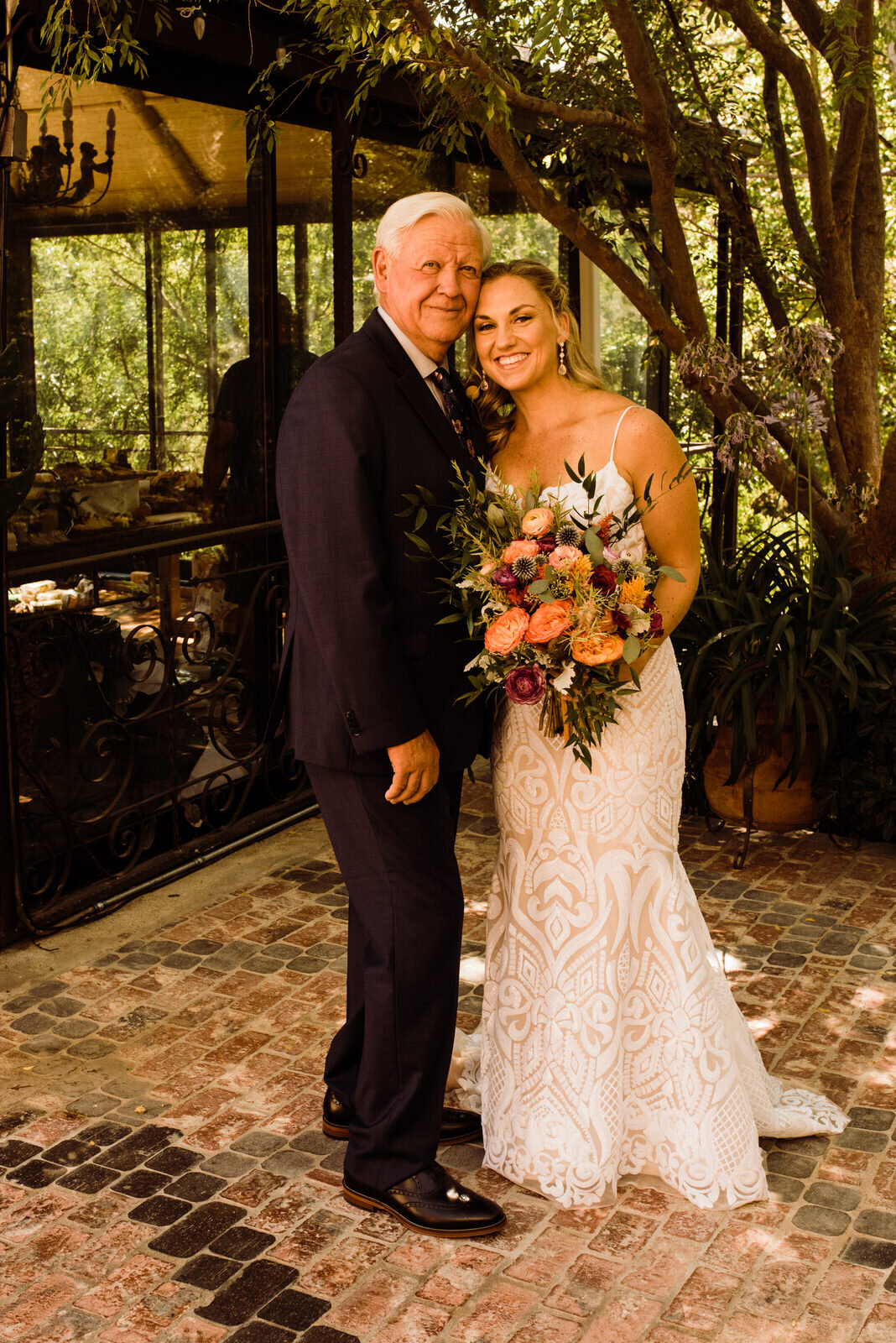 Bride and father before wedding ceremony at Houdini Estate
