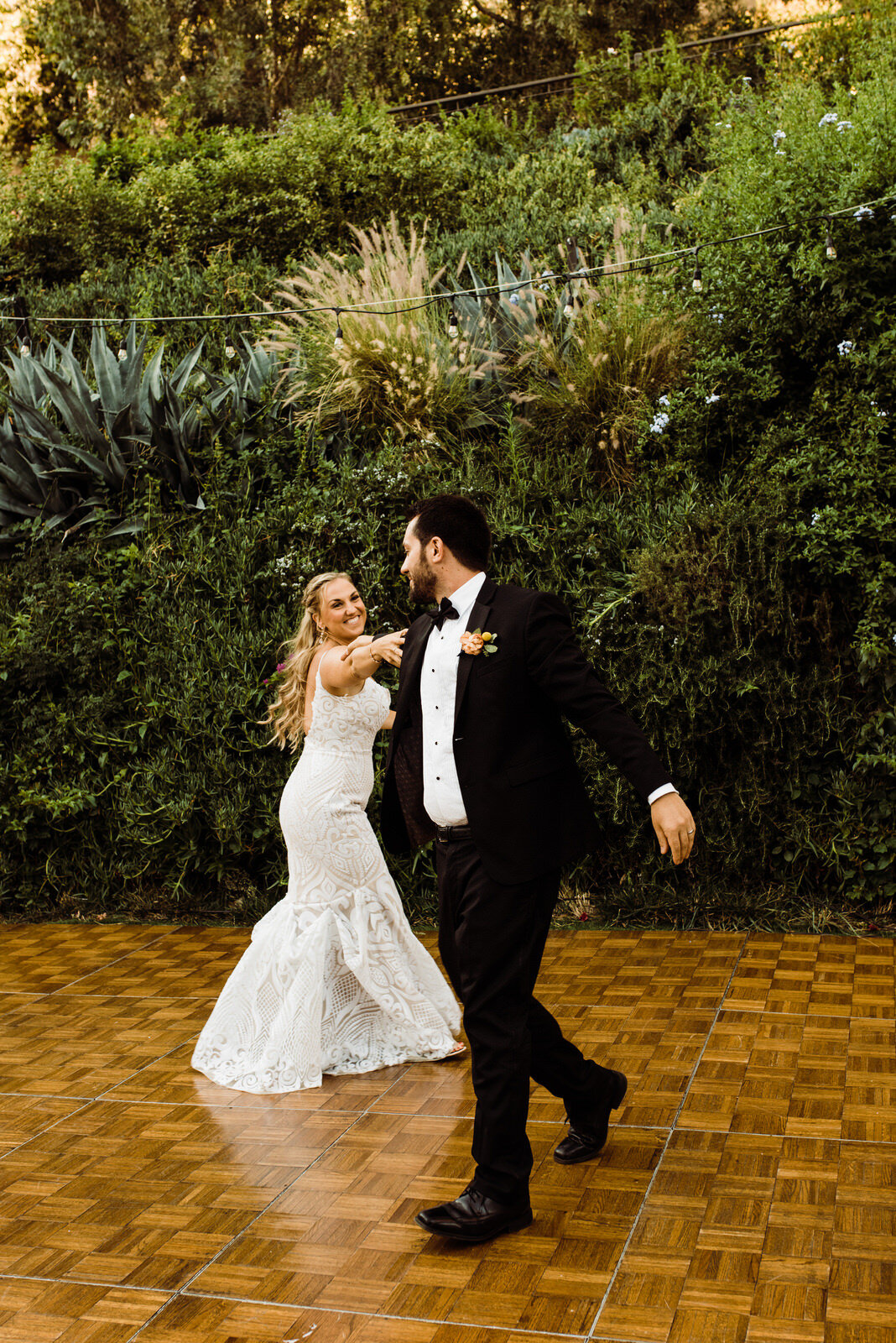 Bride and Groom First Dance at Summer LA Houdini Estate Garden Wedding | photo by Kept Record | www.keptrecord.com