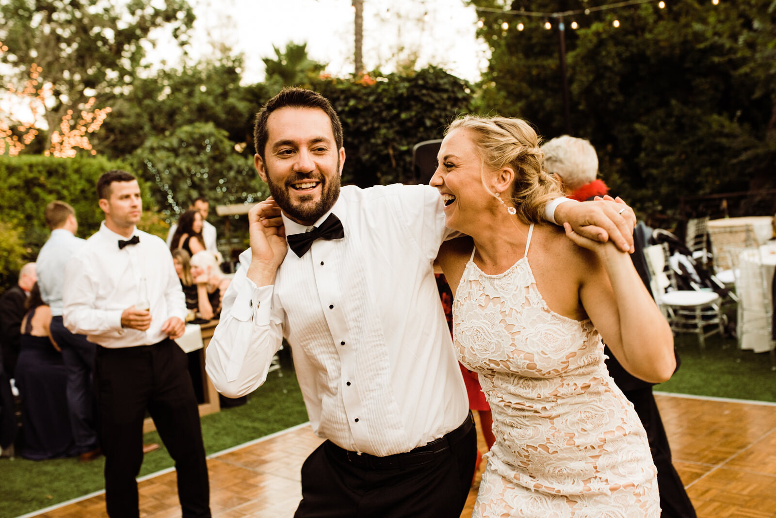 Bride and groom at Houdini Estate wedding reception