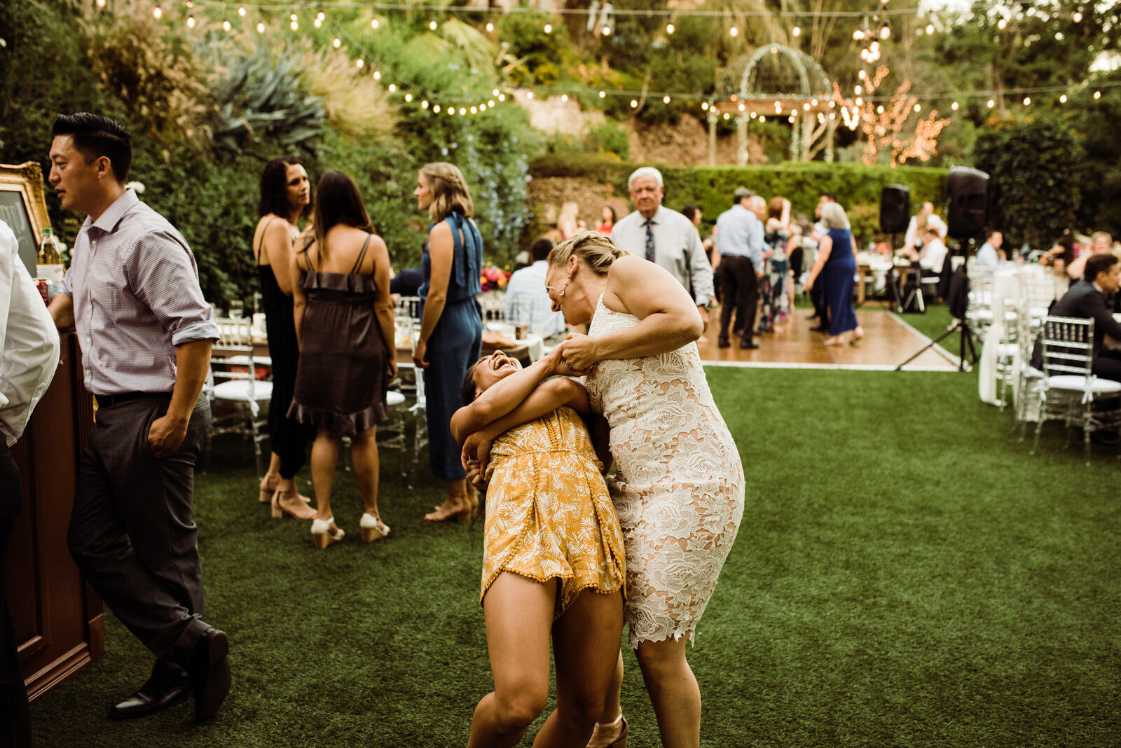 bride wearing Lulu's wedding reception dress at Houdini Estate