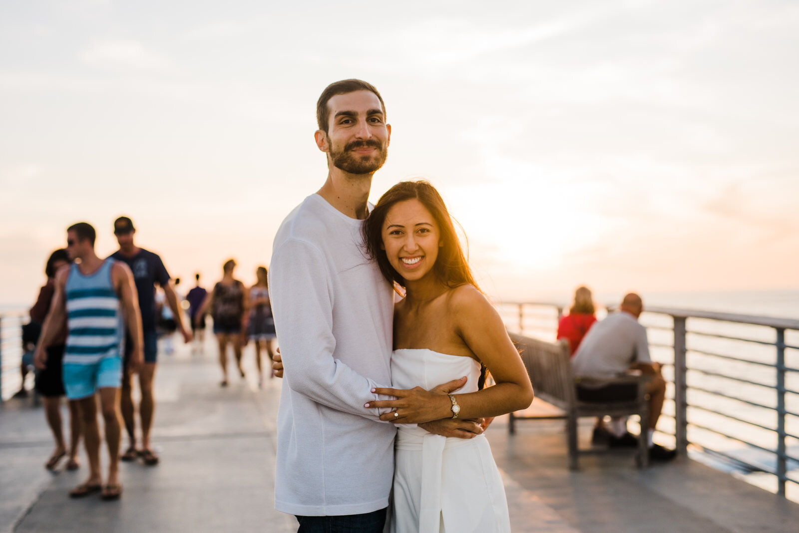 Sunset engagement photo at Hermosa beach