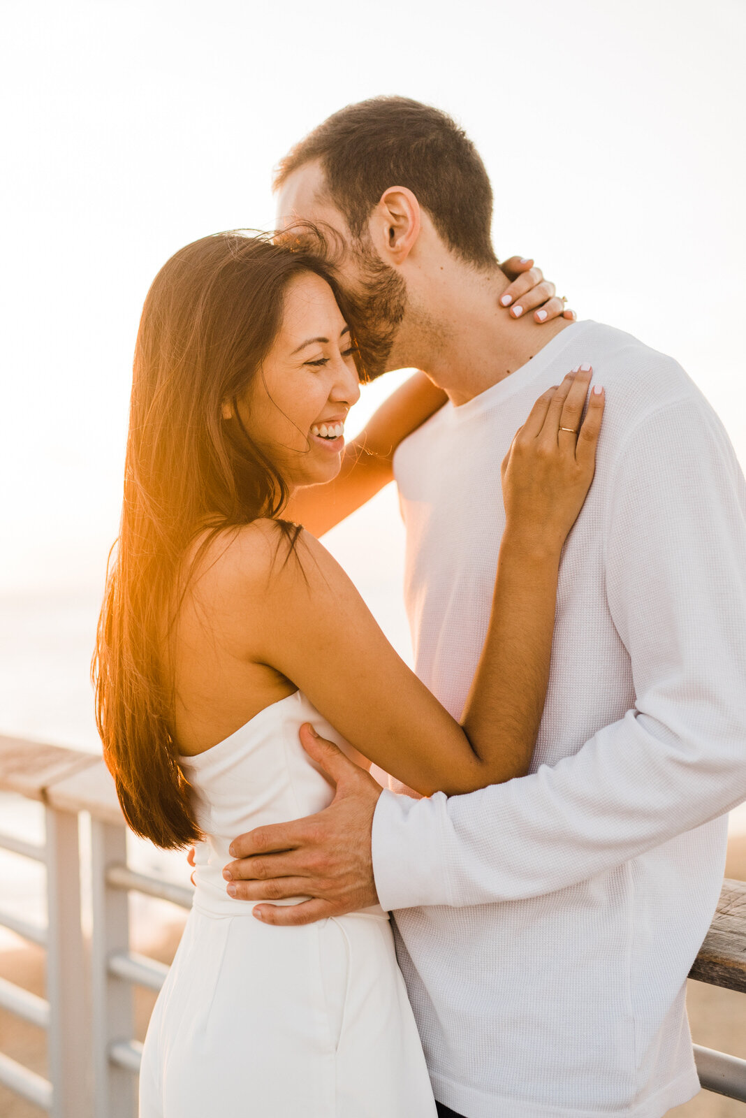 Backlit sunny romantic photo at Hermosa Beach Pier