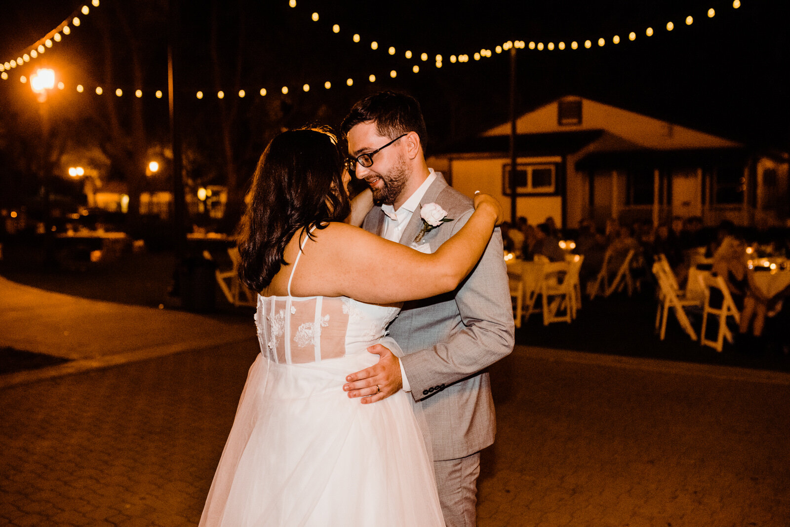 Bride and groom first dance at Heritage Park in Santa Fe Springs