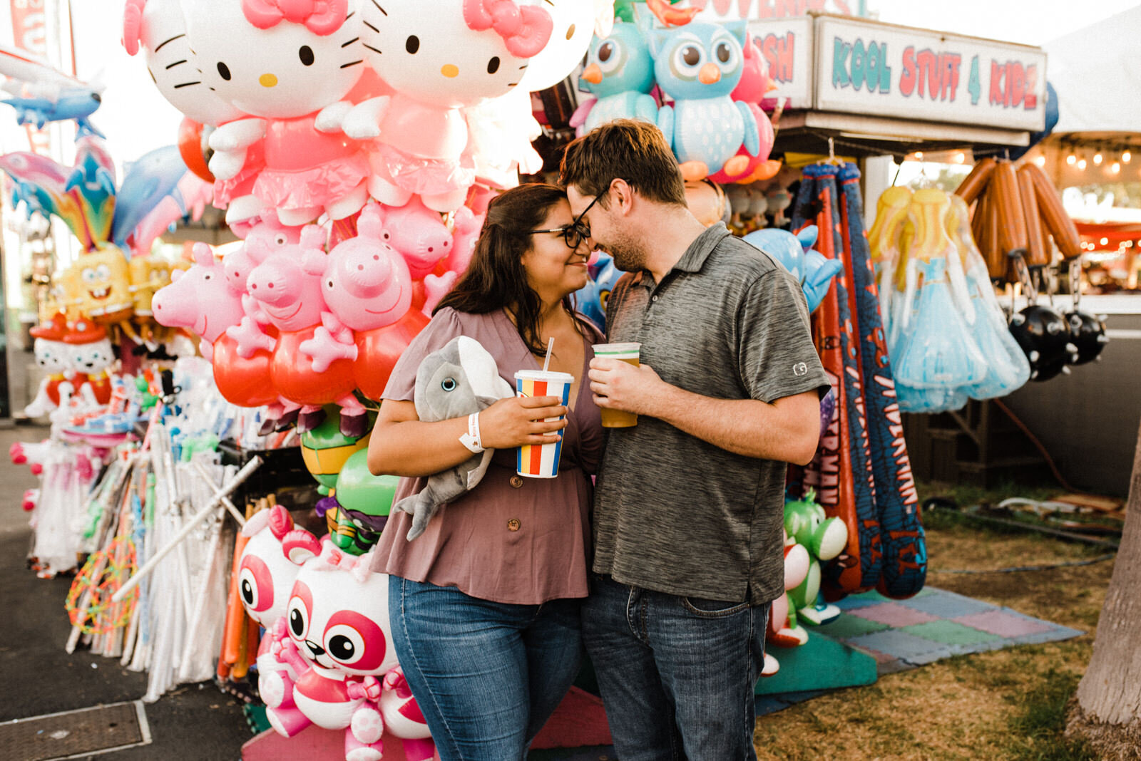 Cute and colorful engagement photos at Orange County Fair 
