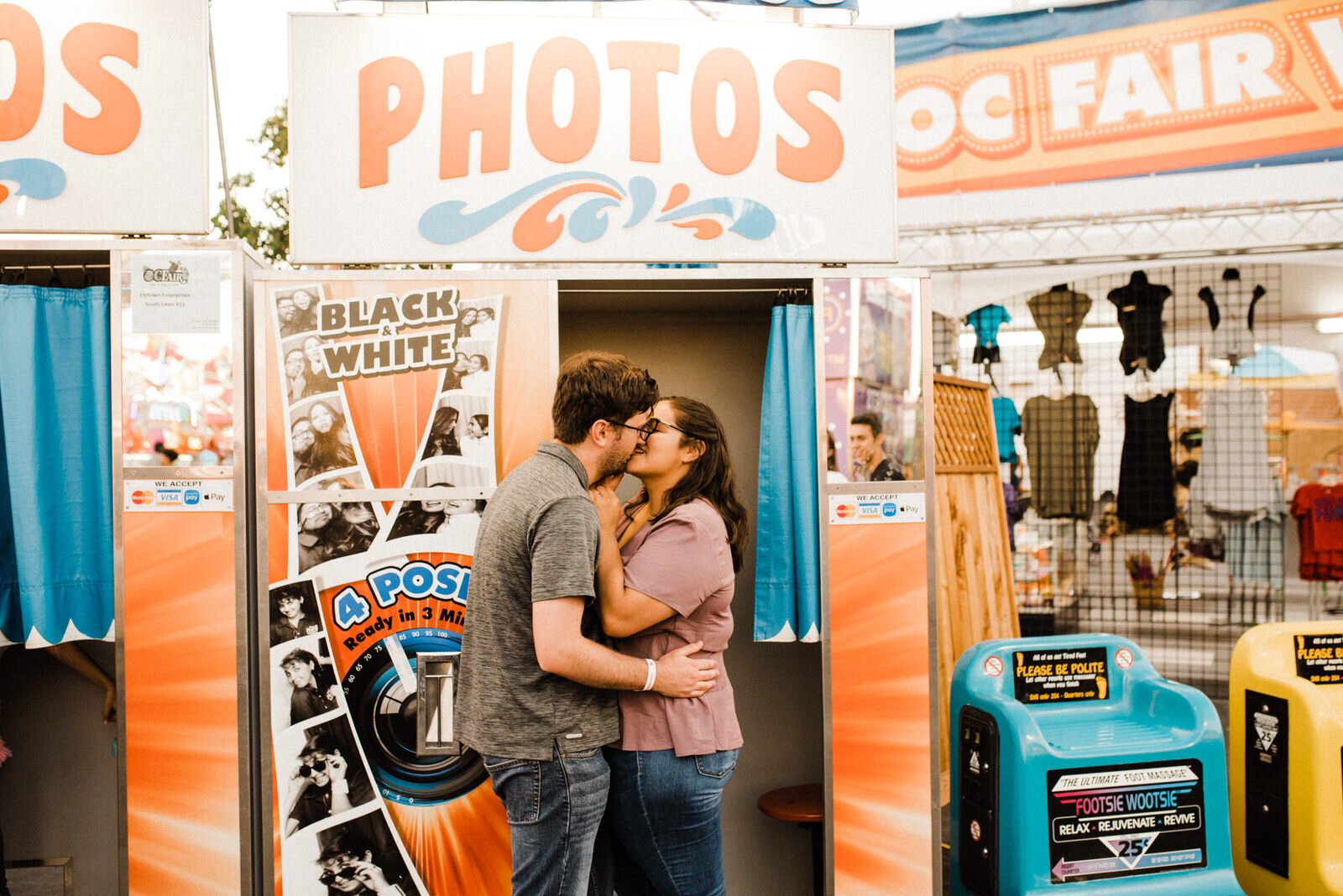 Bright and fun engagement photos in Costa Mesa at OC Fair
