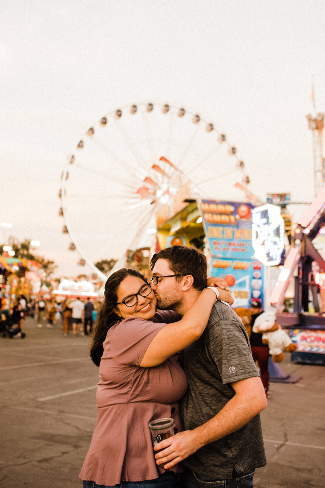 Playful and fun engagement photos at OC Fair