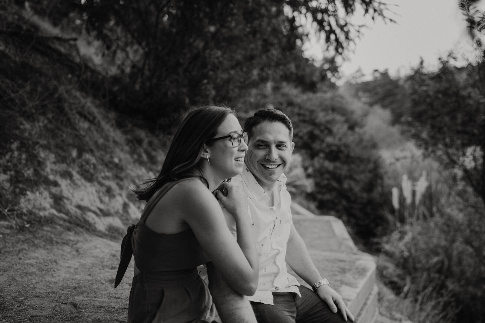Happy engagement photos at Franklin Canyon Park
