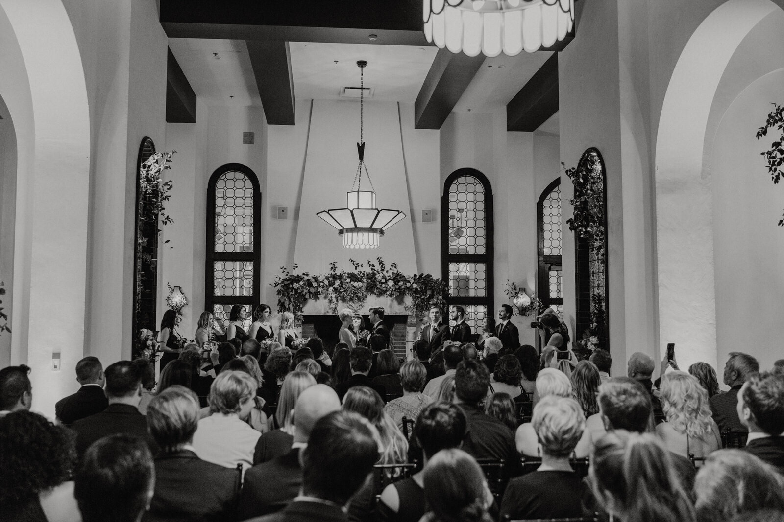 Wedding ceremony held in Gran Sala of Hotel Figueroa in Los Angeles
