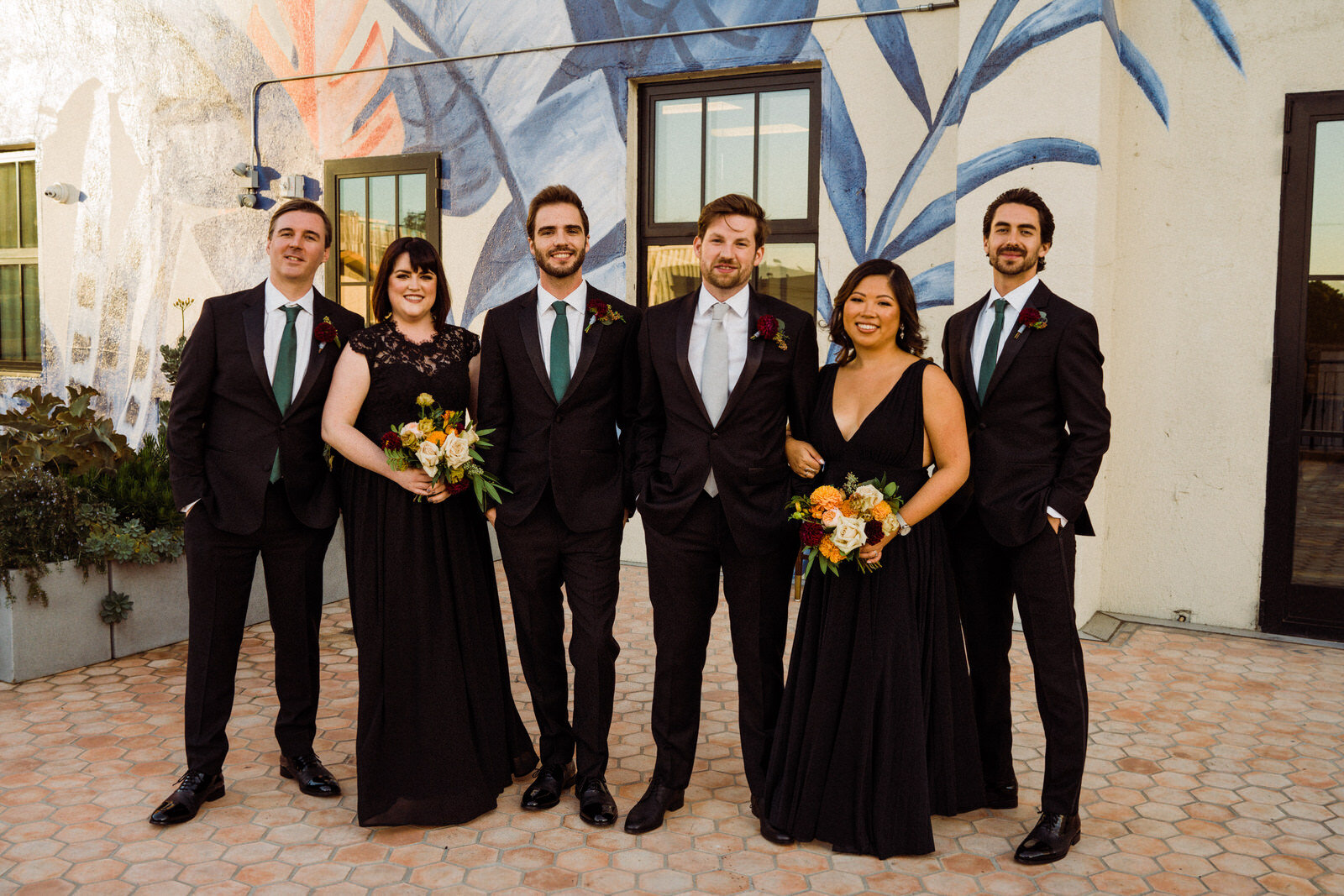 Co-ed wedding party at Hotel Figueroa wedding in downtown Los Angeles