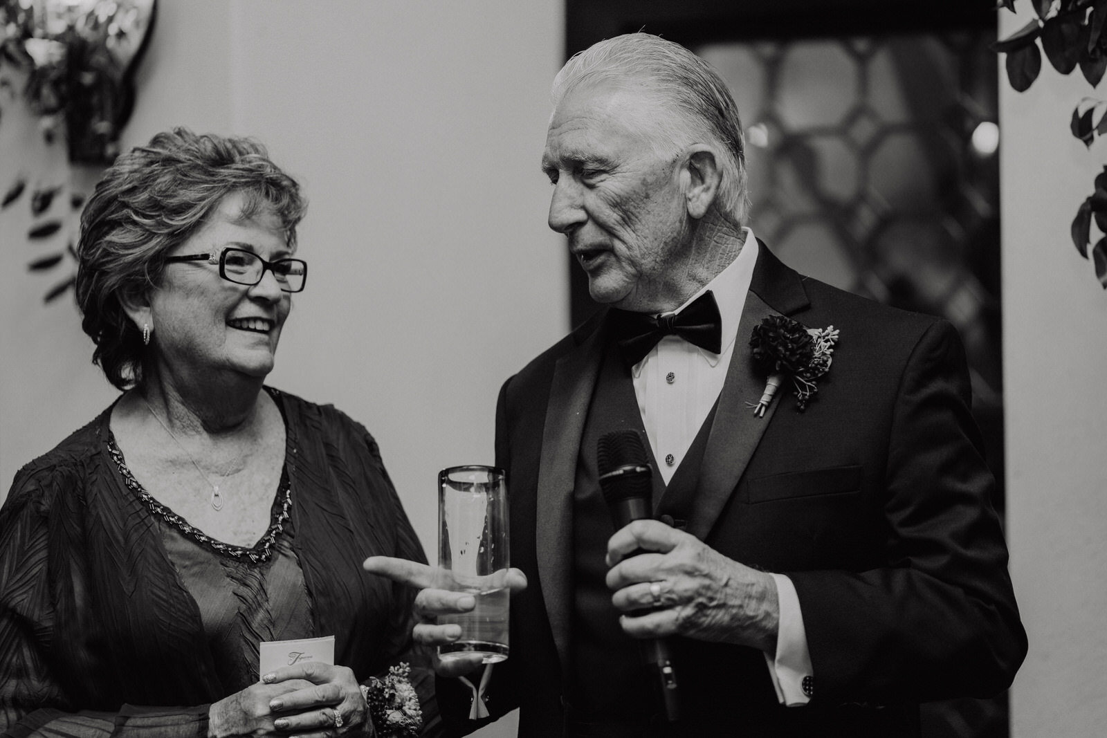 grandparents toast newlyweds at Hotel Figueroa wedding reception