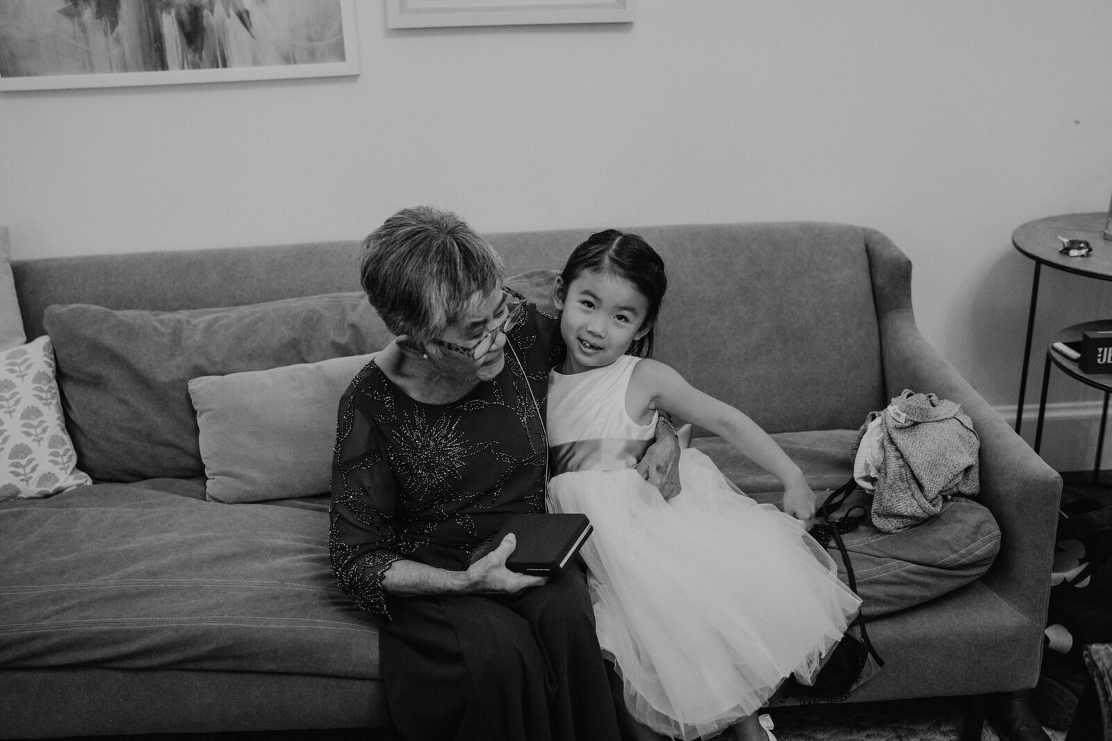 bride and granddaughter at at Franciscan Gardens wedding in San Juan Capistrano, CA by Kept Record www.keptrecord.com