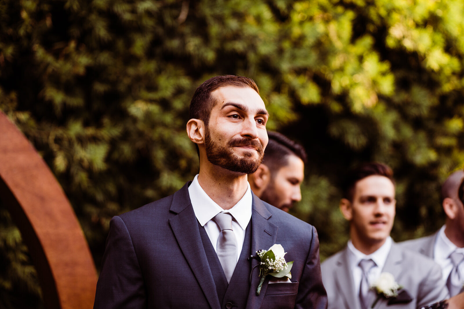 Groom's reaction | Candid, warm wedding photography | Franciscan Gardens wedding in San Juan Capistrano, CA by Kept Record www.keptrecord.com