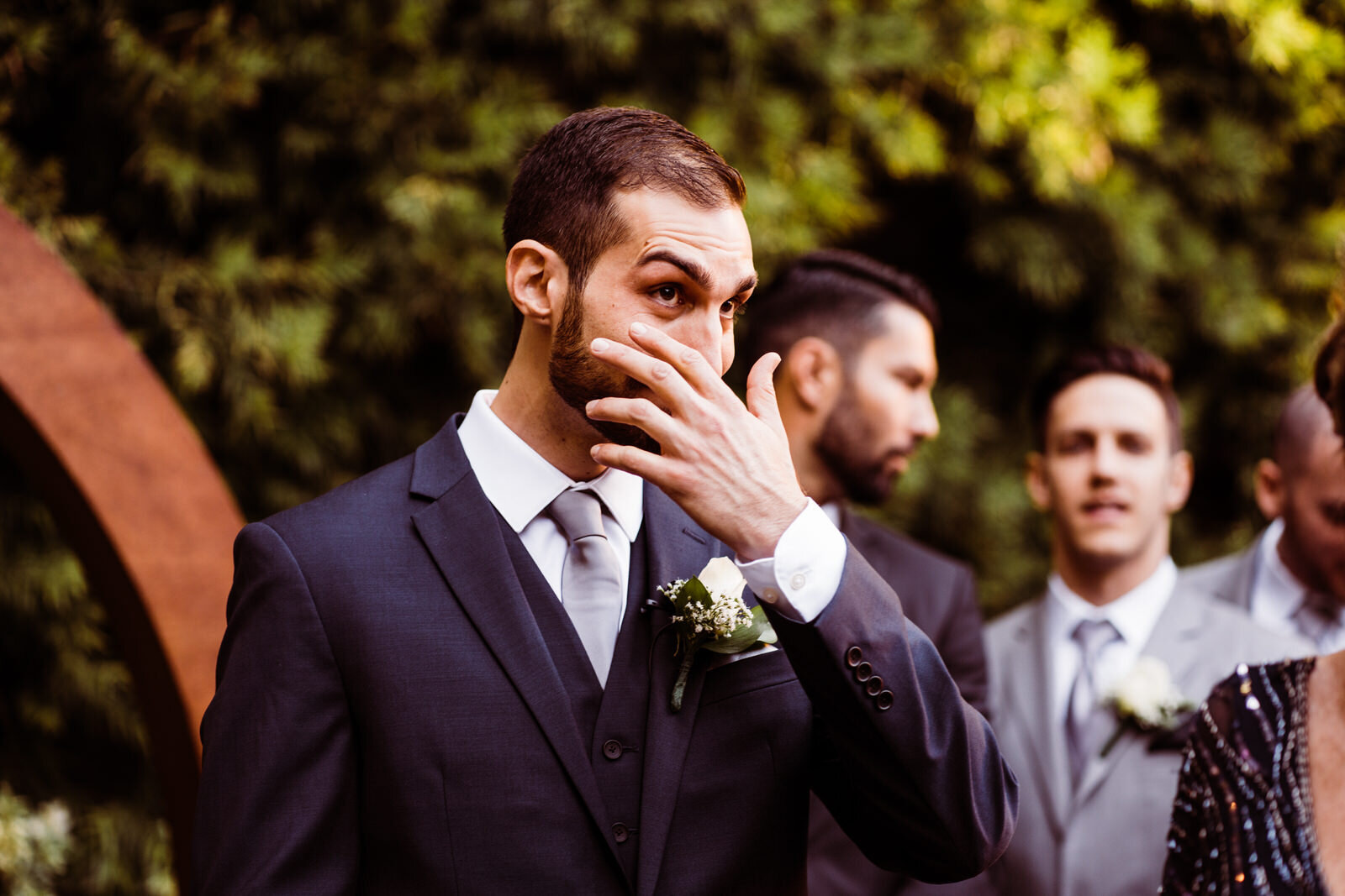 Groom's Reaction Crying | Candid, warm wedding photography | Franciscan Gardens wedding in San Juan Capistrano, CA by Kept Record www.keptrecord.com
