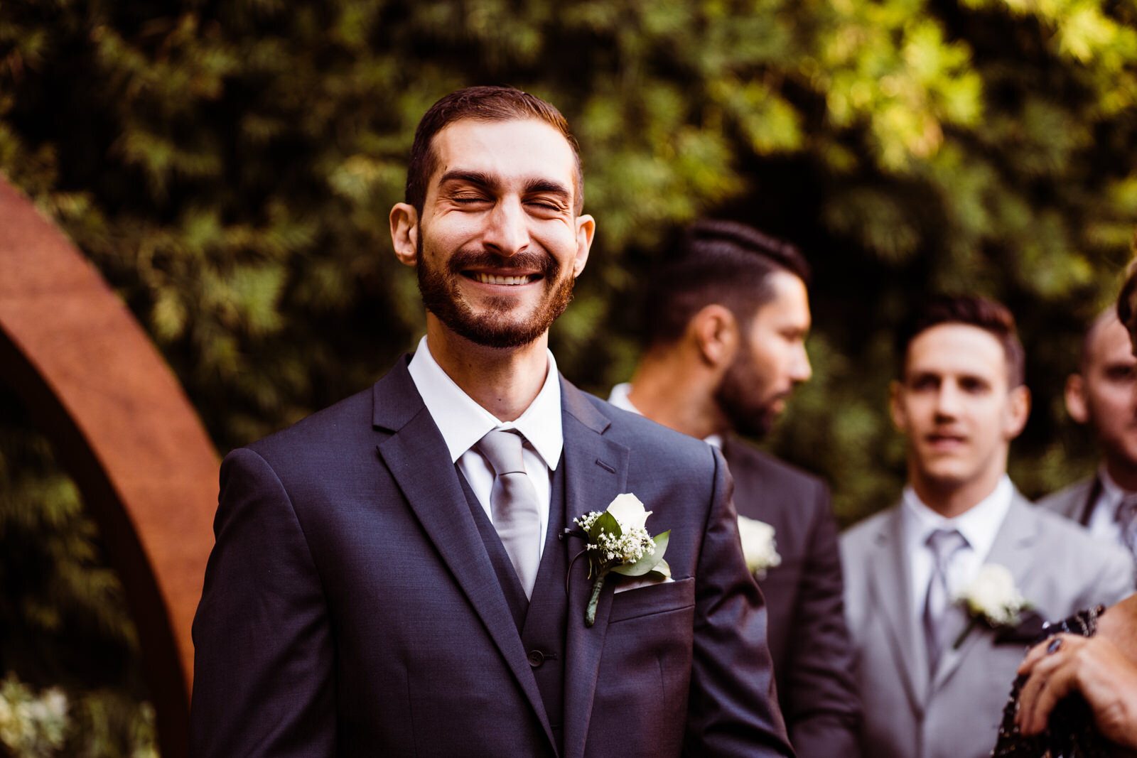 Groom sees bride for first time | Candid, warm wedding photography | Franciscan Gardens wedding in San Juan Capistrano, CA by Kept Record www.keptrecord.com