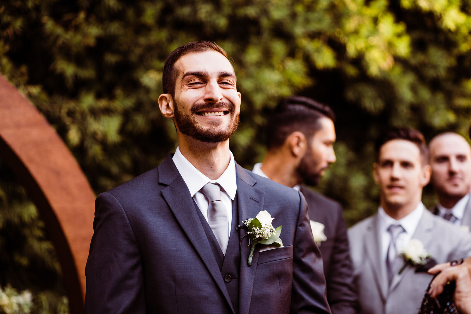 Groom's Ceremony Reaction | Candid, warm wedding photography | Franciscan Gardens wedding in San Juan Capistrano, CA by Kept Record www.keptrecord.com